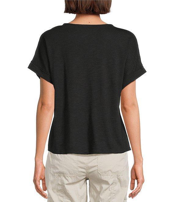 Westbound Petite Size Knit V-Neck Flowy Top Product Image