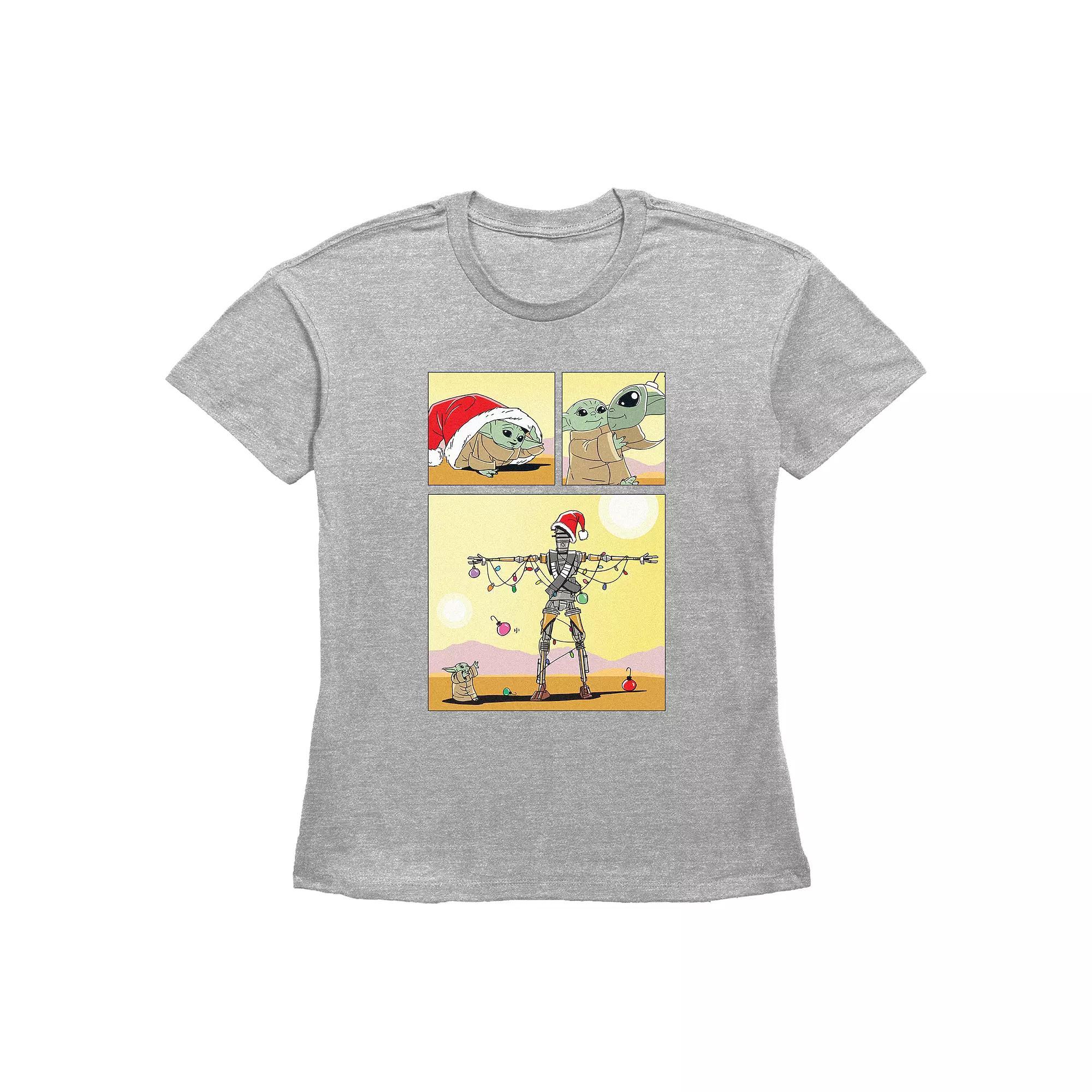 Women's Star Wars The Mandalorian The Child Christmas Robot Graphic Tee, Size: XL, Grey Gray Product Image