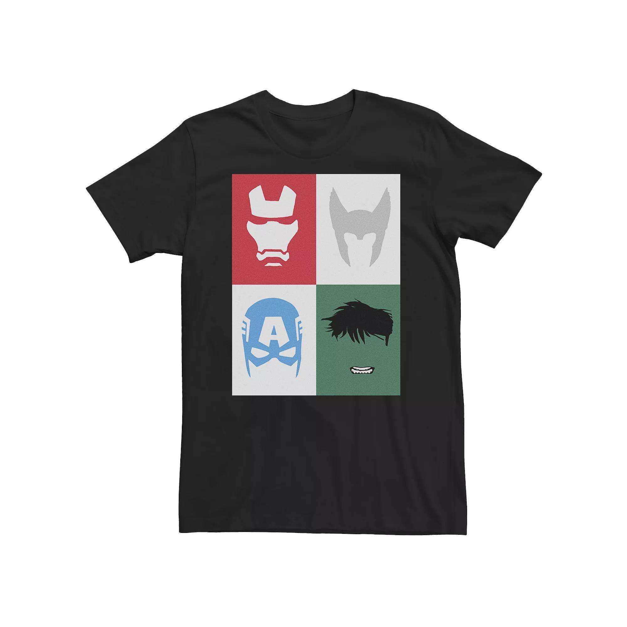 Big & Tall Marvel Avengers Classic Group Shot Silhouettes Poster Tee, Mens Product Image