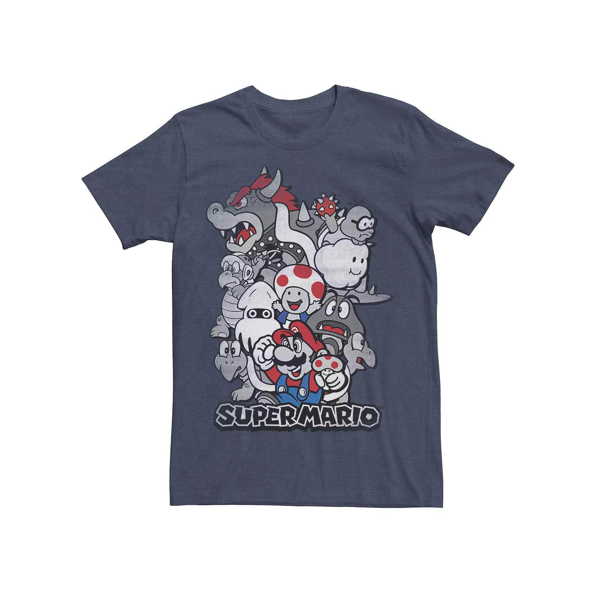 Mens Nintendo Super Mario Kingdom Tee Navy Grey Product Image