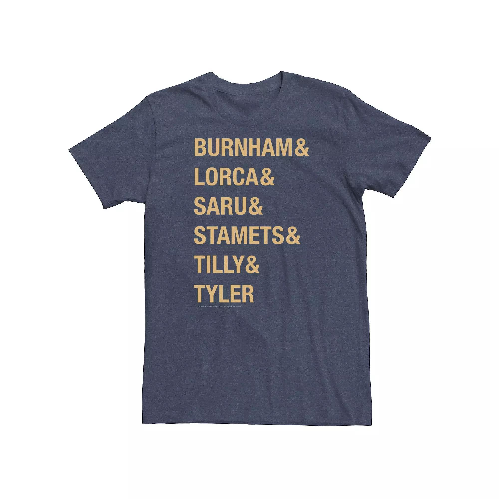 Big & Tall Star Trek Discovery Crew Gold Name Stack Tee, Men's, Size: 4XL, Navy Grey Product Image