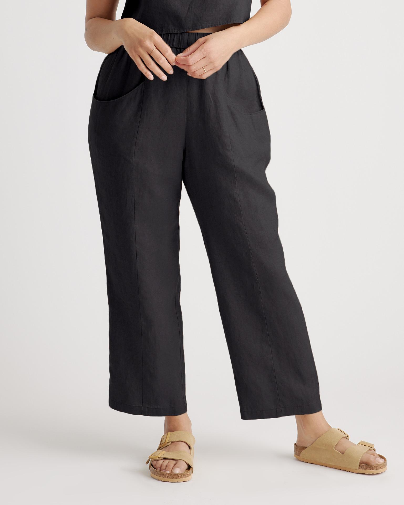100% European Linen Tapered Ankle Pants Product Image