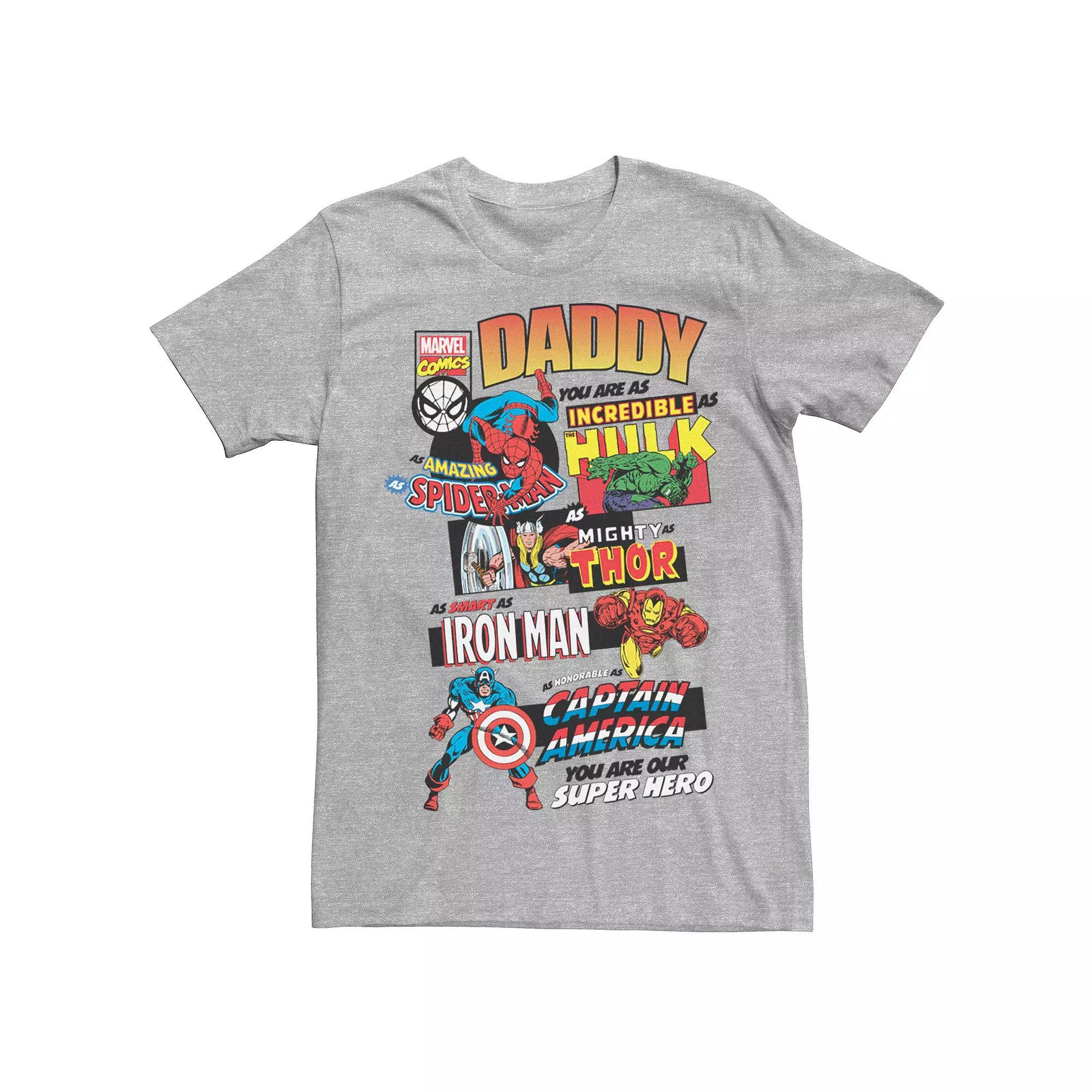 Men's Marvel Avengers Father's Day Retro Comic Graphic Tee, Size: XL, Athletic Grey Product Image