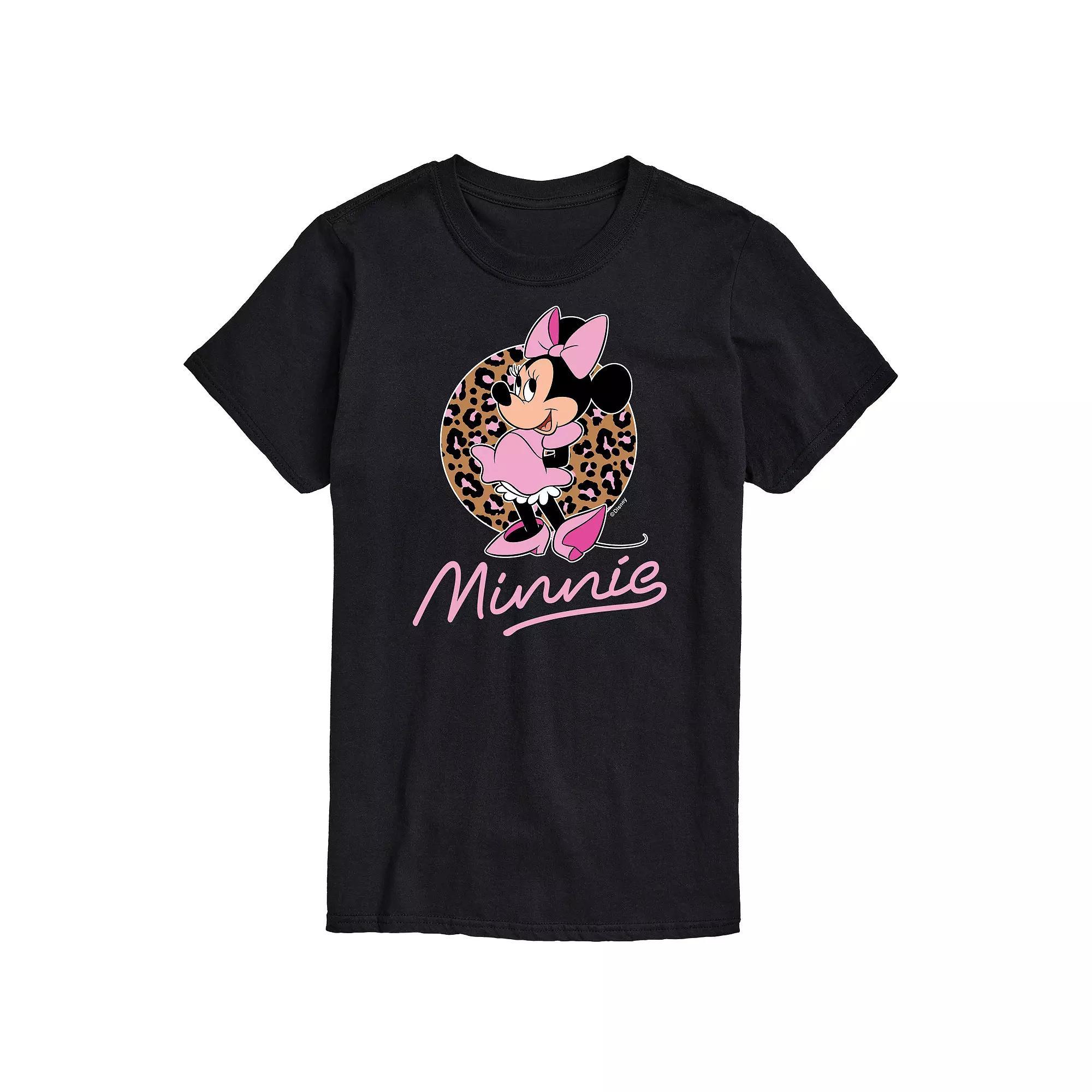 Disney's Minnie Leopard Print Men's Graphic Tee, Size: XXL, Black Product Image
