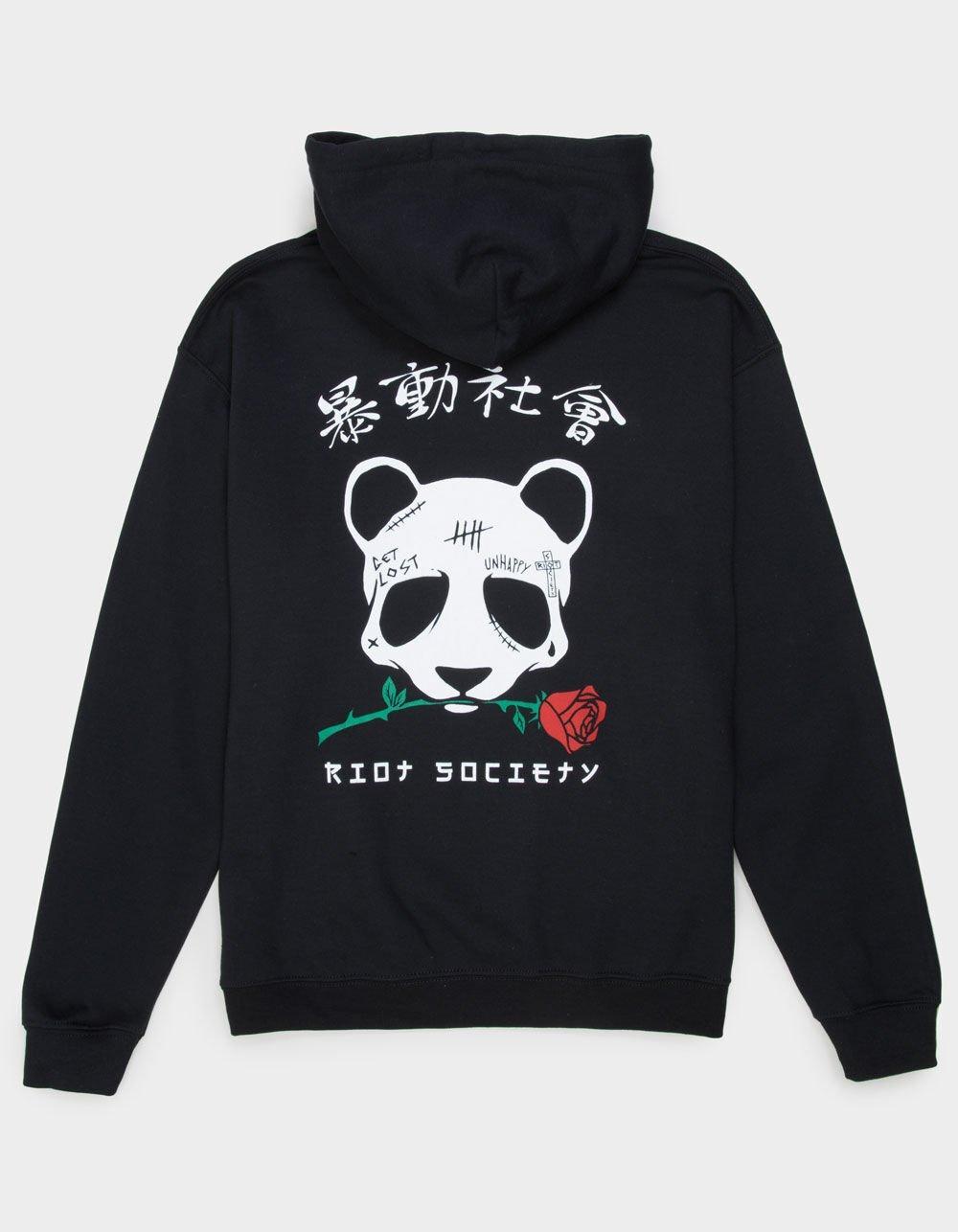 RIOT SOCIETY Panda Rose Skull Mens Hoodie - BLACK Product Image