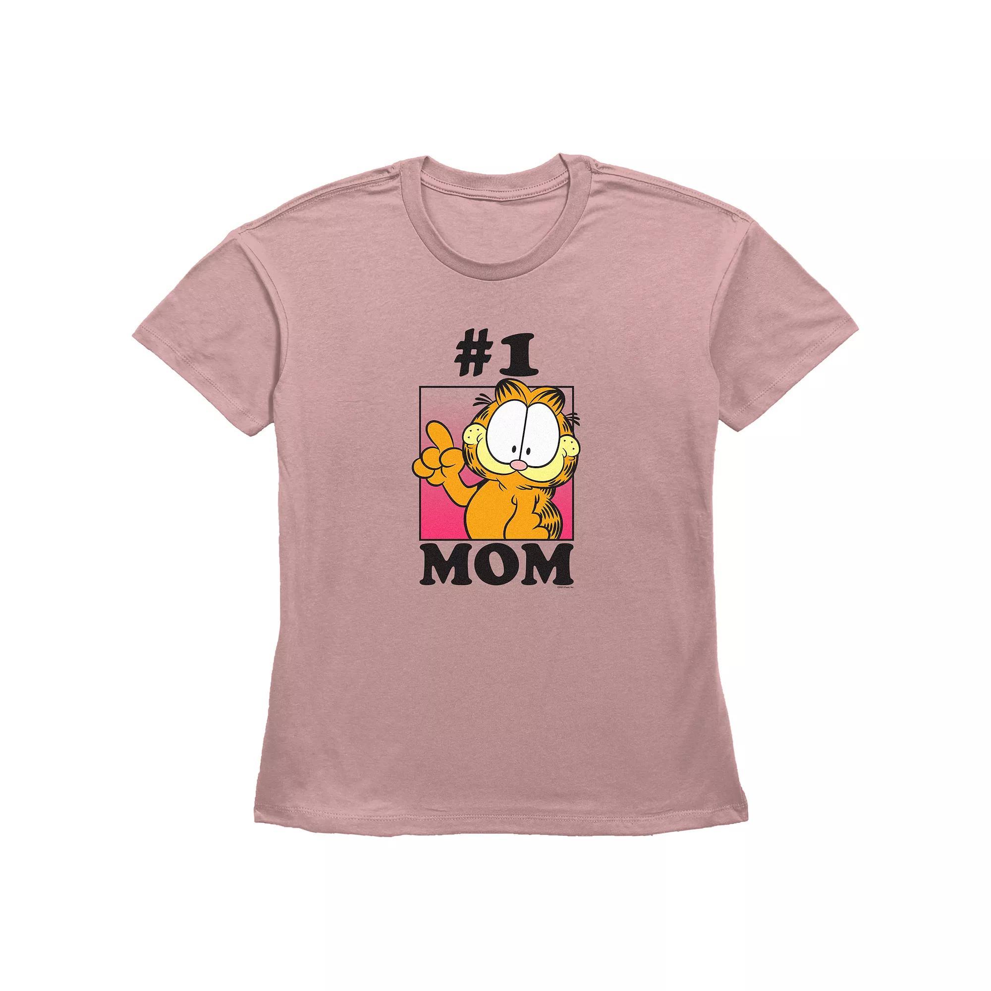 Women's Garfield #1 Mom Basic Fit Graphic Tee, Size: XL, Desert Pink Product Image