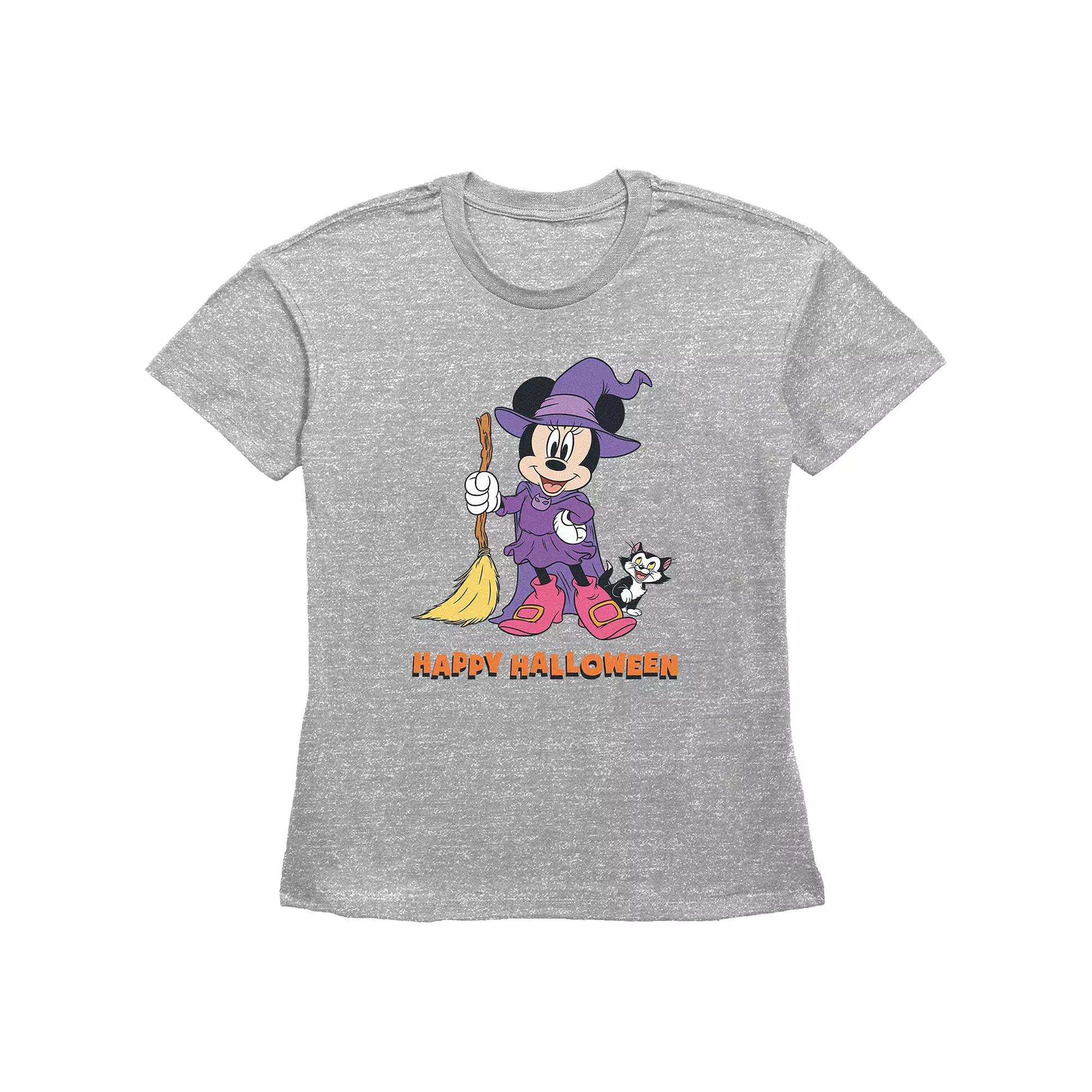 Disney's Minnie Mouse Juniors' Witch Costume Happy Halloween Graphic Tee, Women's, Size: Medium, Grey Gray Product Image