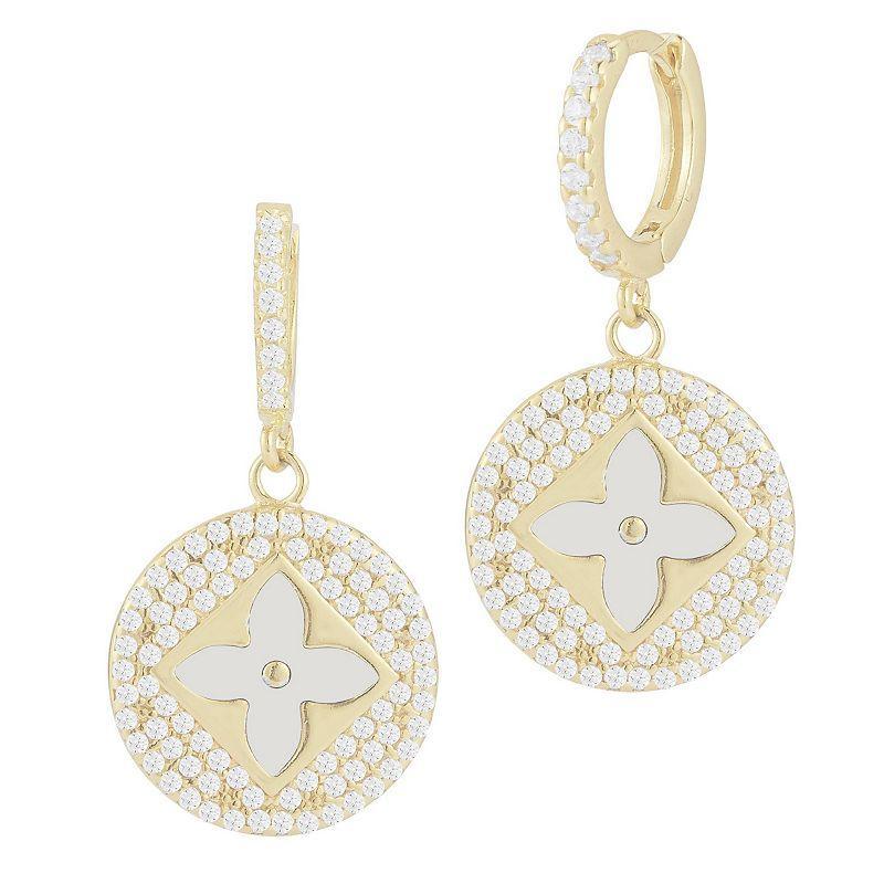 Sunkissed Sterling Gemstone & Cubic Zirconia Clover Earrings, Womens, Silver Tone White Product Image