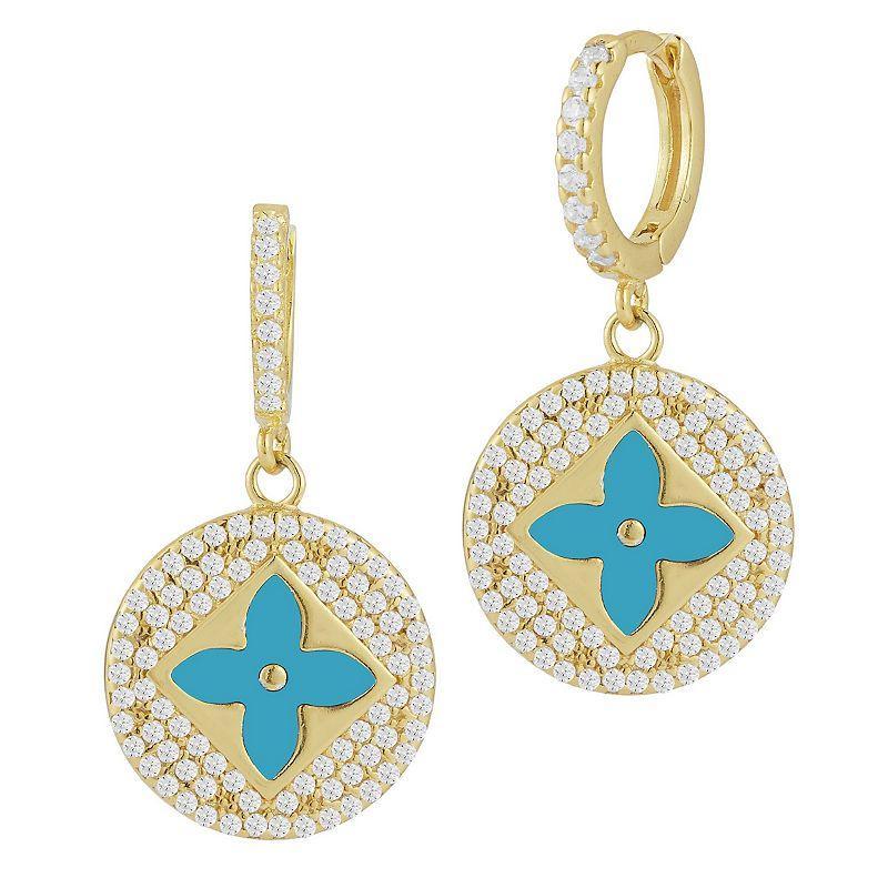 Sunkissed Sterling Gemstone & Cubic Zirconia Clover Earrings, Womens, Silver Tone White Product Image