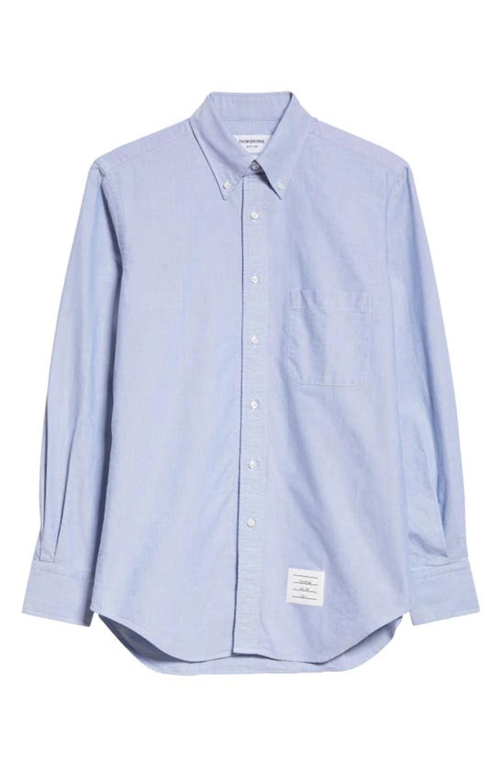 THOM BROWNE Classic Fit Cotton Button-down Shirt In Light Blue Product Image