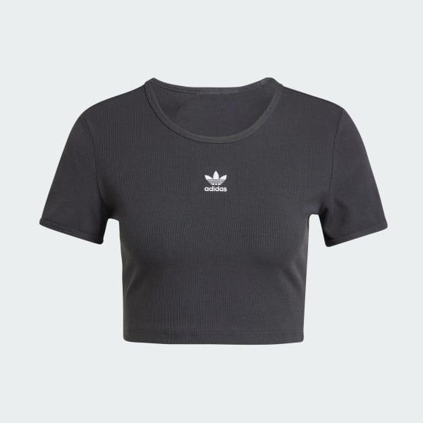 adidas Essentials Ribbed Tee White XS Womens Product Image