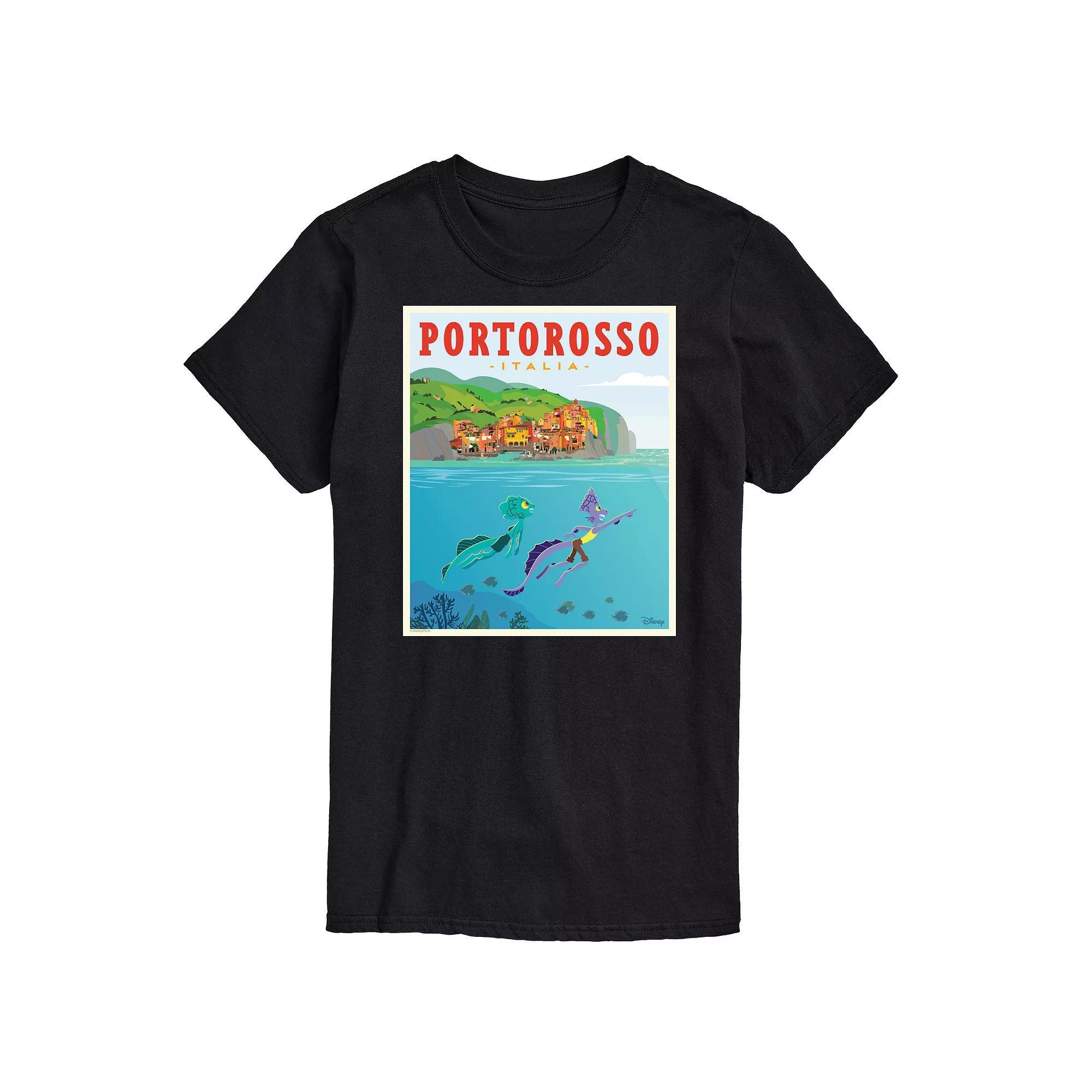 Disneys Luca Mens Portorossa Italy Postcard Graphic Tee Product Image