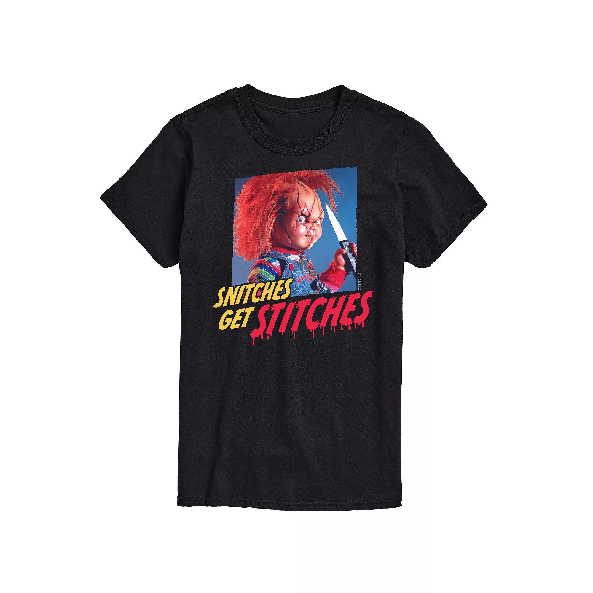 Big & Tall Chucky Snitches Get Stitches Graphic Tee, Mens Product Image
