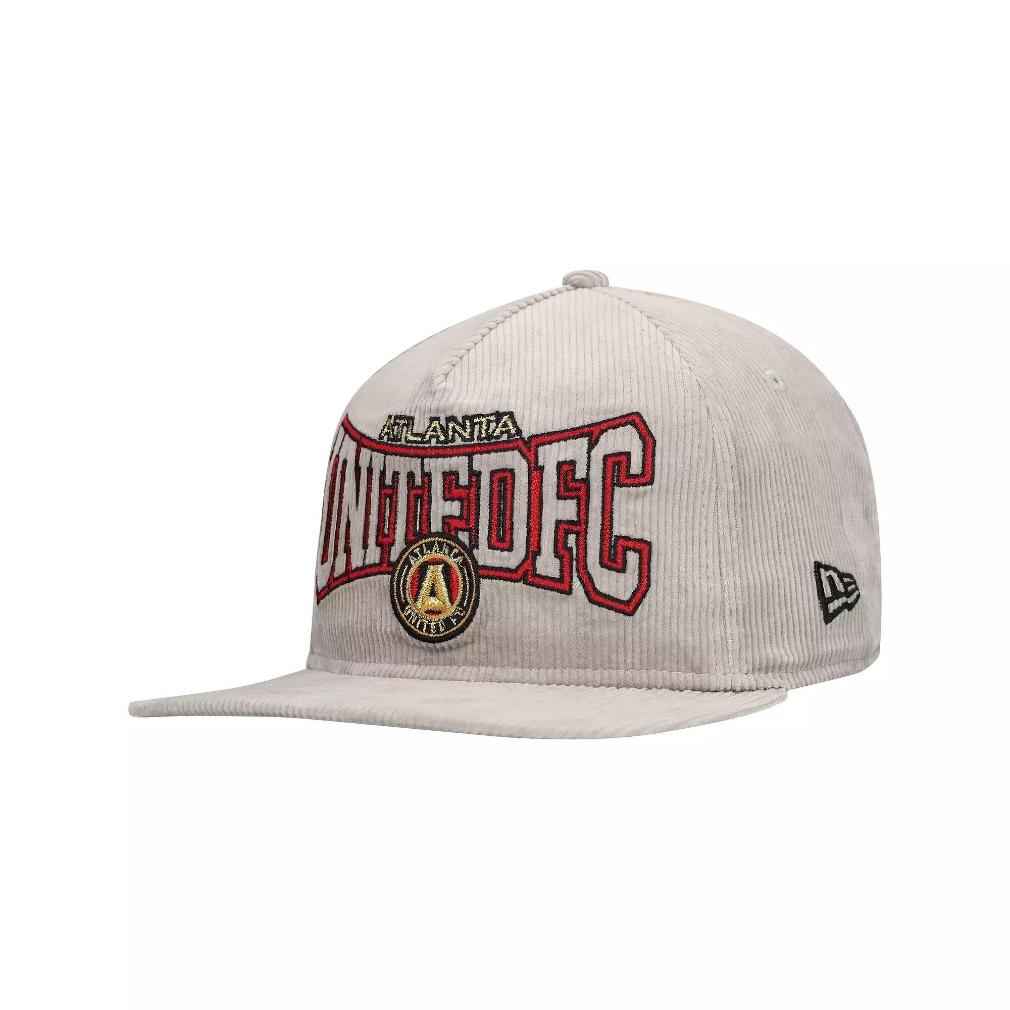 Mens New Era Gray Atlanta United FC Corduroy Golfer Adjustable Hat Product Image