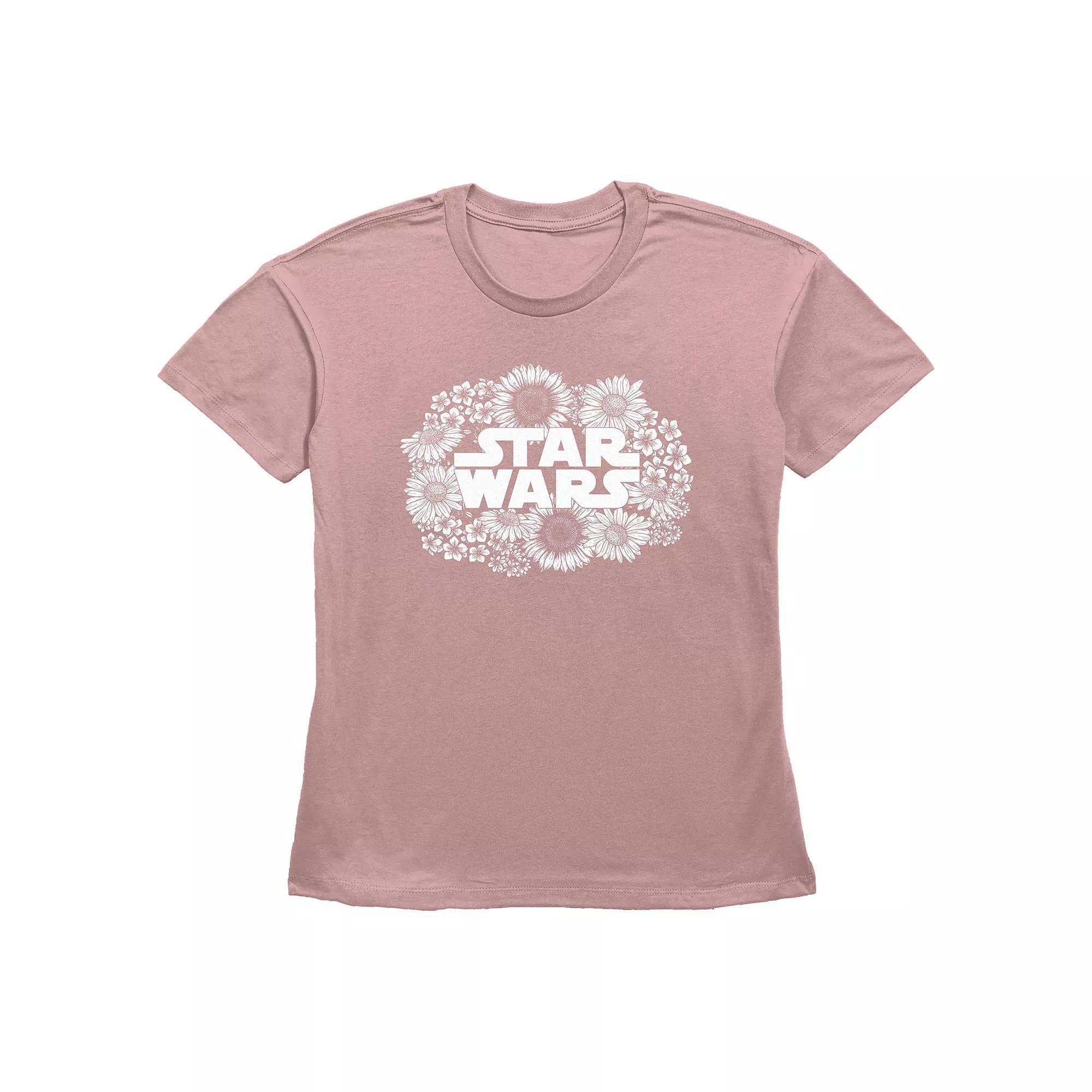 Women's Star Wars Floral Logo Graphic Tee, Size: Small, Desert Pink Product Image