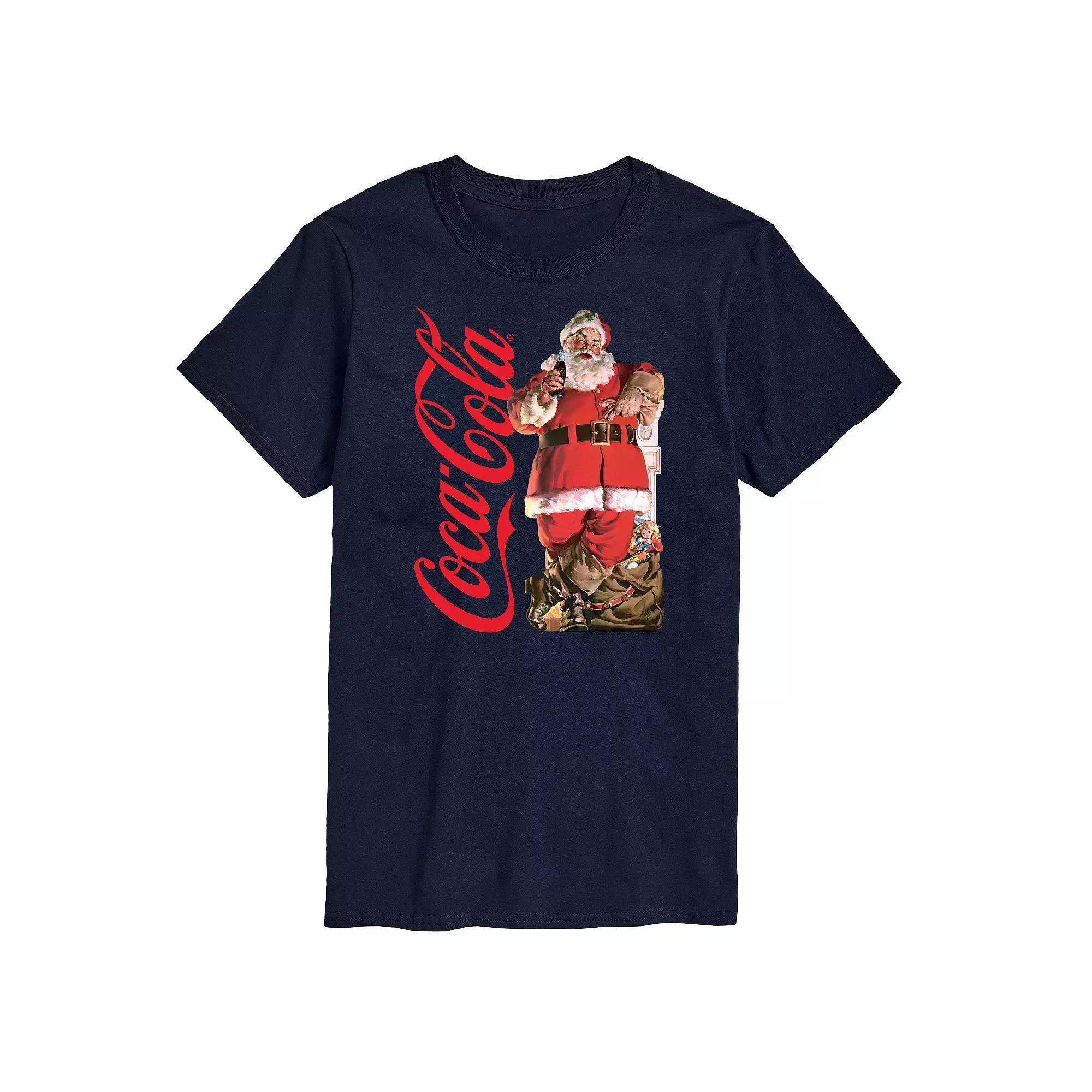 Mens CocaCola Vintage Santa Tee Blue Product Image