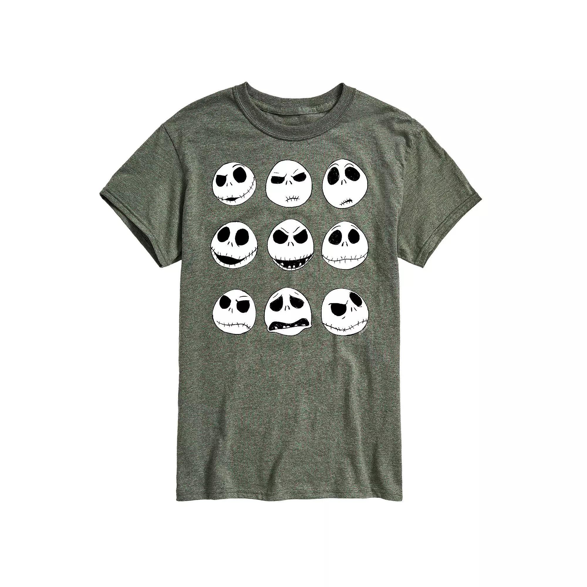 Disneys The Nightmare Before Christmas Jack Skellington Mens Grid Graphic Tee Grey Military Green Product Image