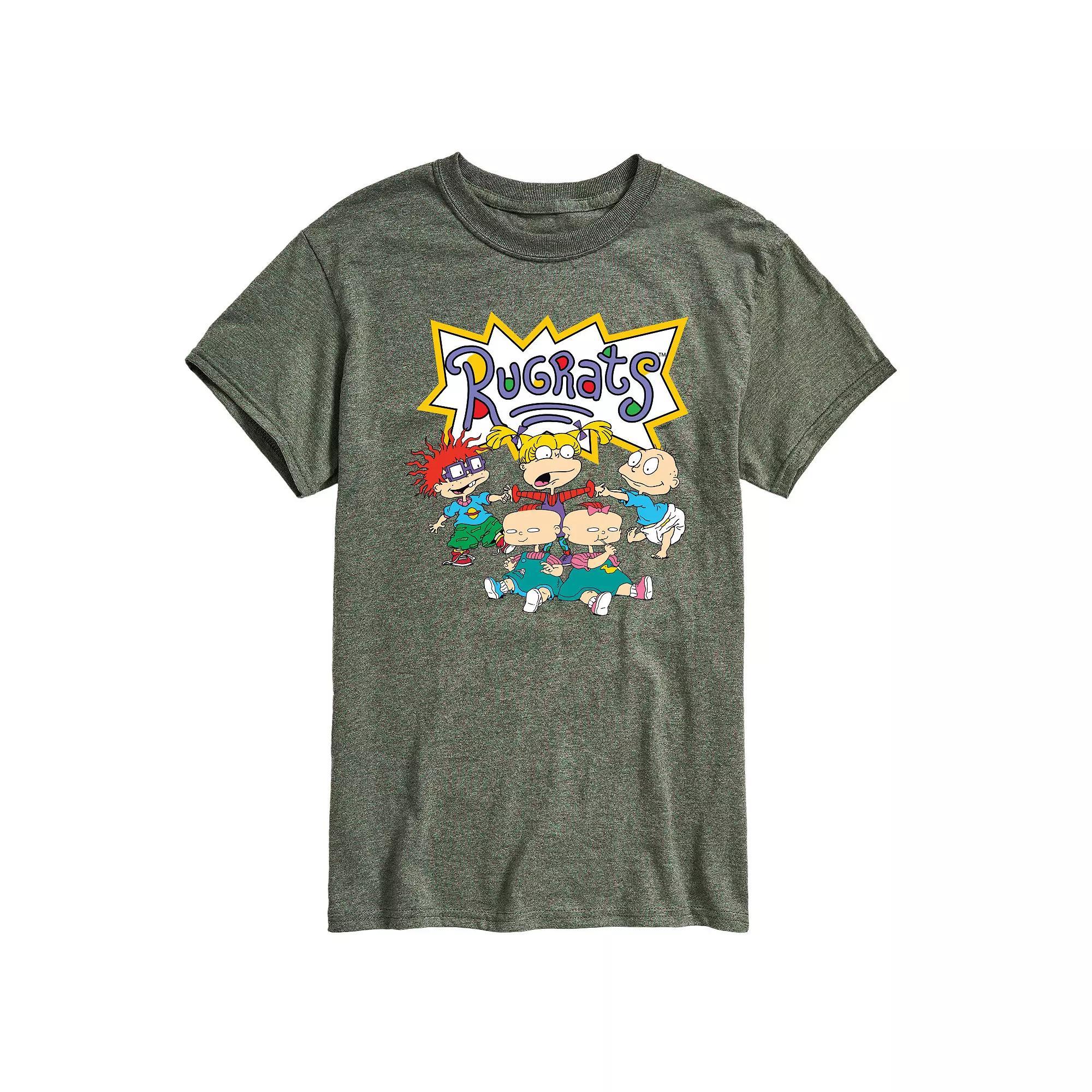 Mens Rugrats Group Shot Graphic Tee Grey Green Product Image