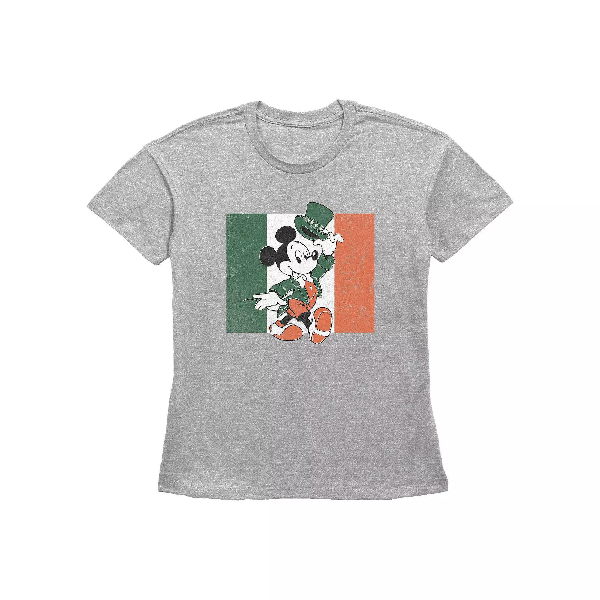 Disney's Mickey Mouse Ireland Flag Women's Graphic Tee, Size: Small, Grey Gray Product Image
