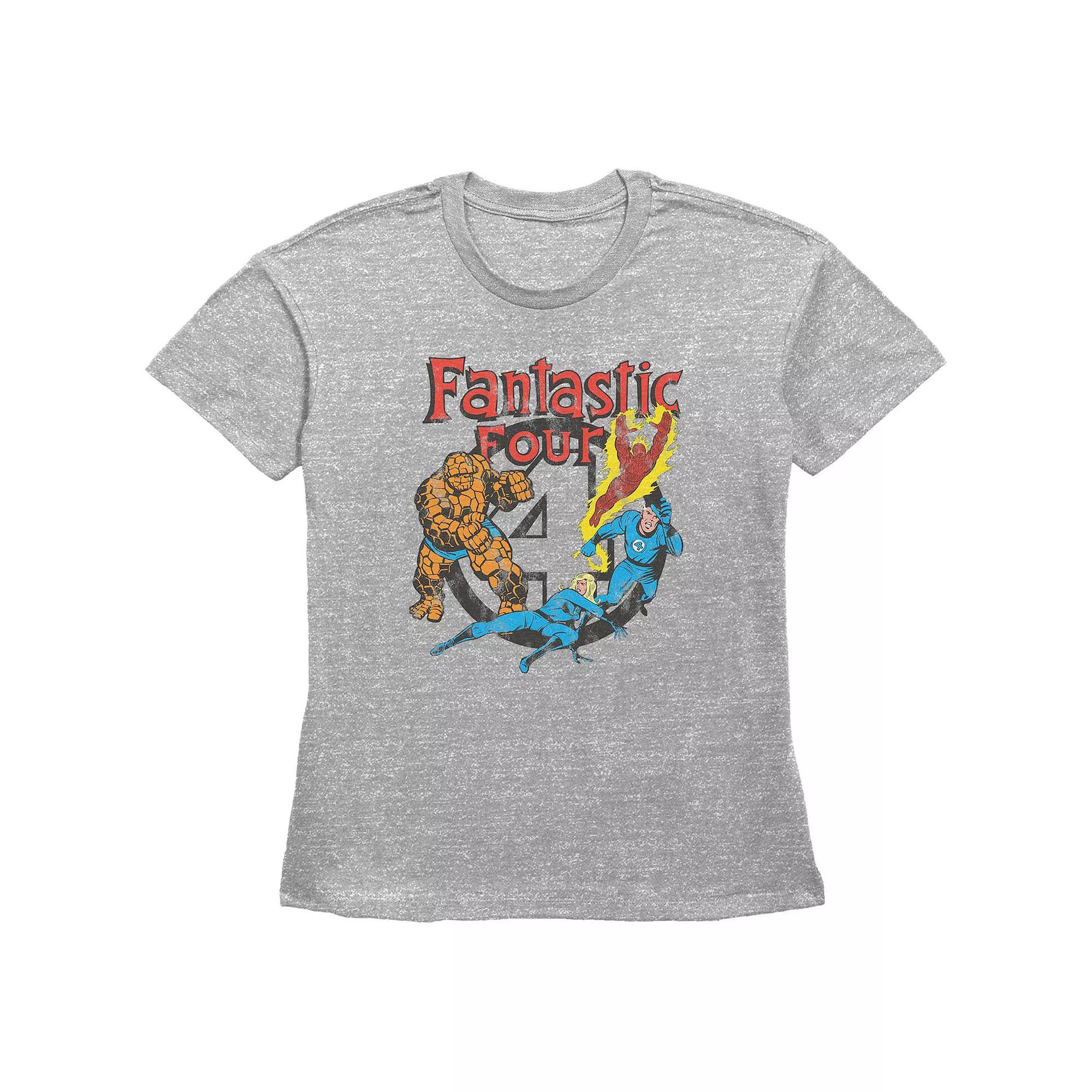 Women's Marvel Fantastic Four Vintage Poster Graphic Tee, Size: XXL, Grey Gray Product Image