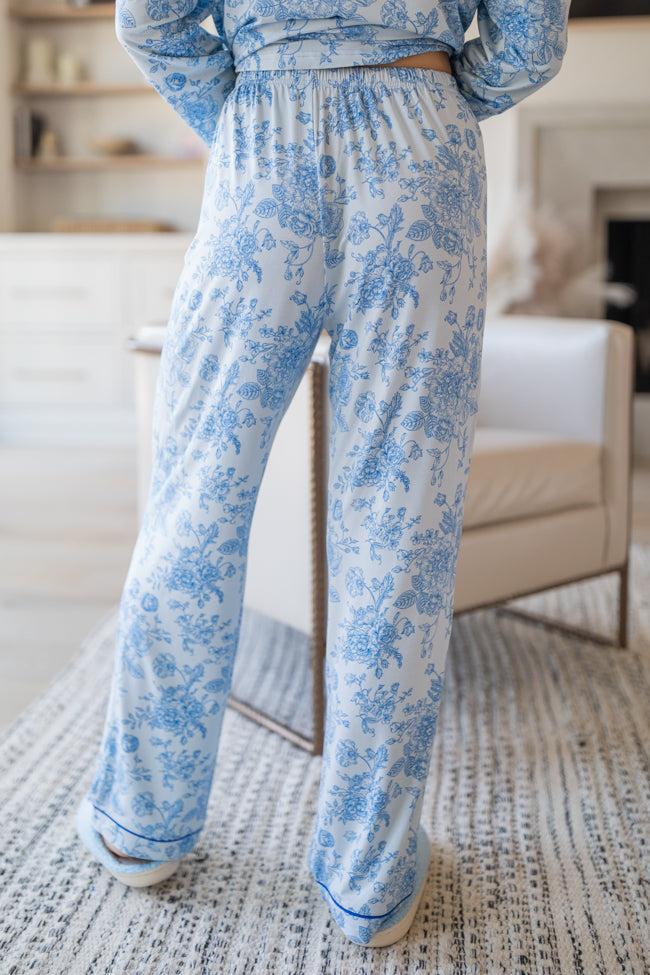 Under The Stars In Blue Floral Fantasy Bamboo Pajama Pants FINAL SALE Product Image