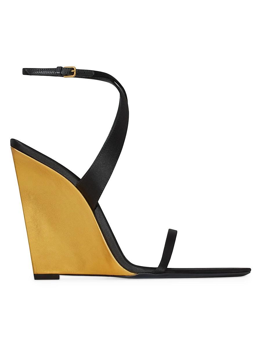 Womens Salom Wedges in Satin Crepe and Metallic Leather Product Image