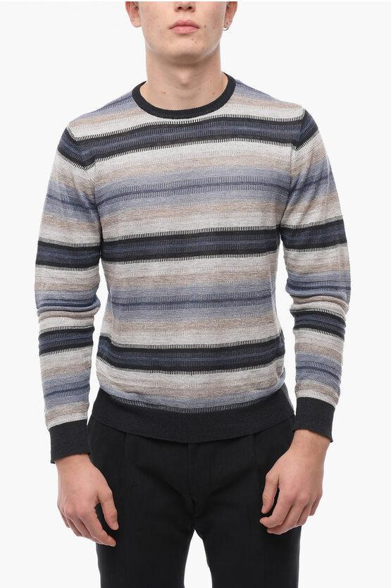 CORNELIANI Pure Knitwear Crew Neck Canton Linen Blend Sweater In Multi Product Image