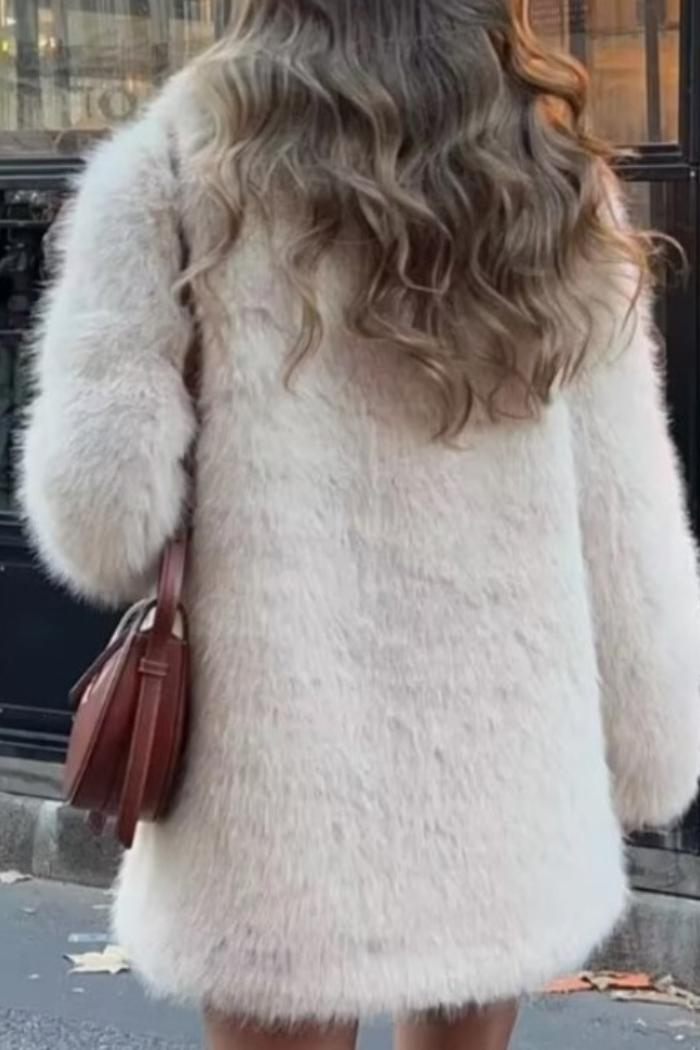 Stylish Loose Midi Faux Fur Coat Product Image