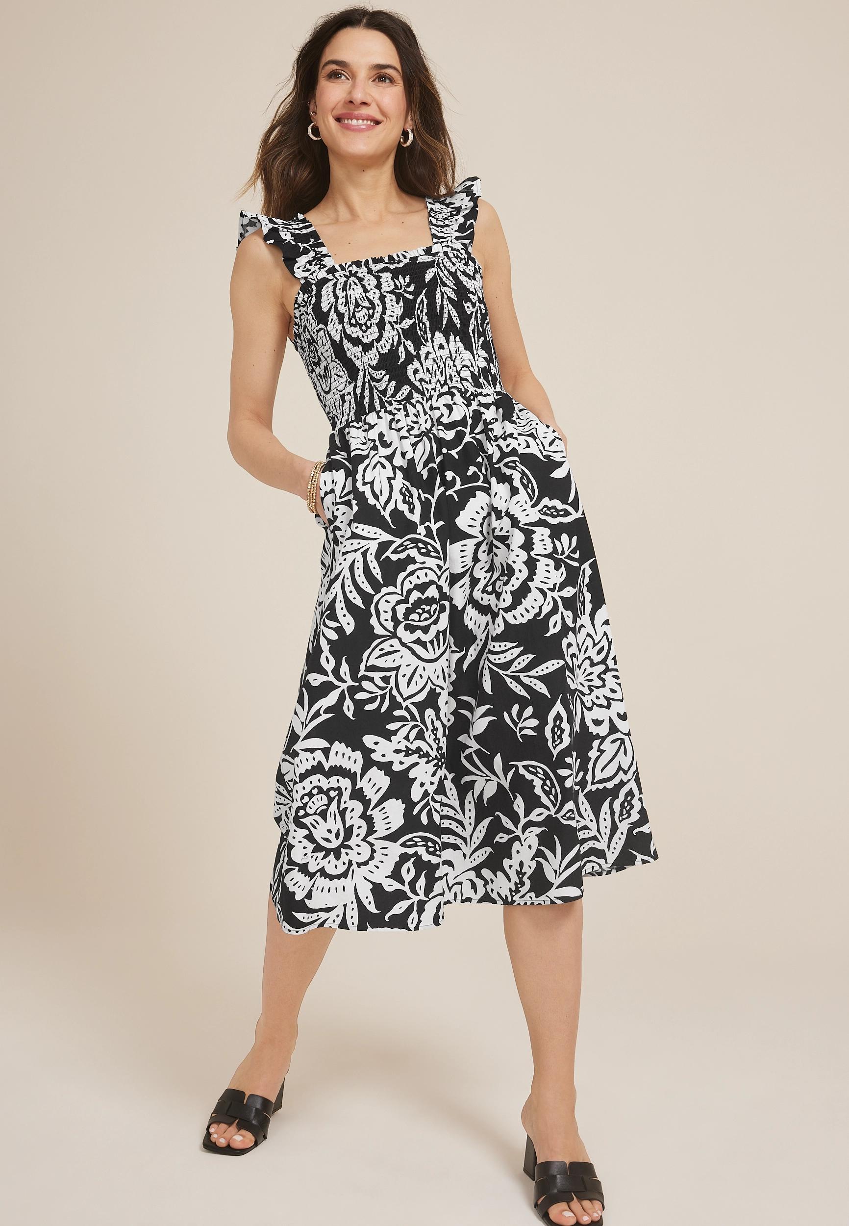 Floral Flutter Poplin Midi Dress Product Image