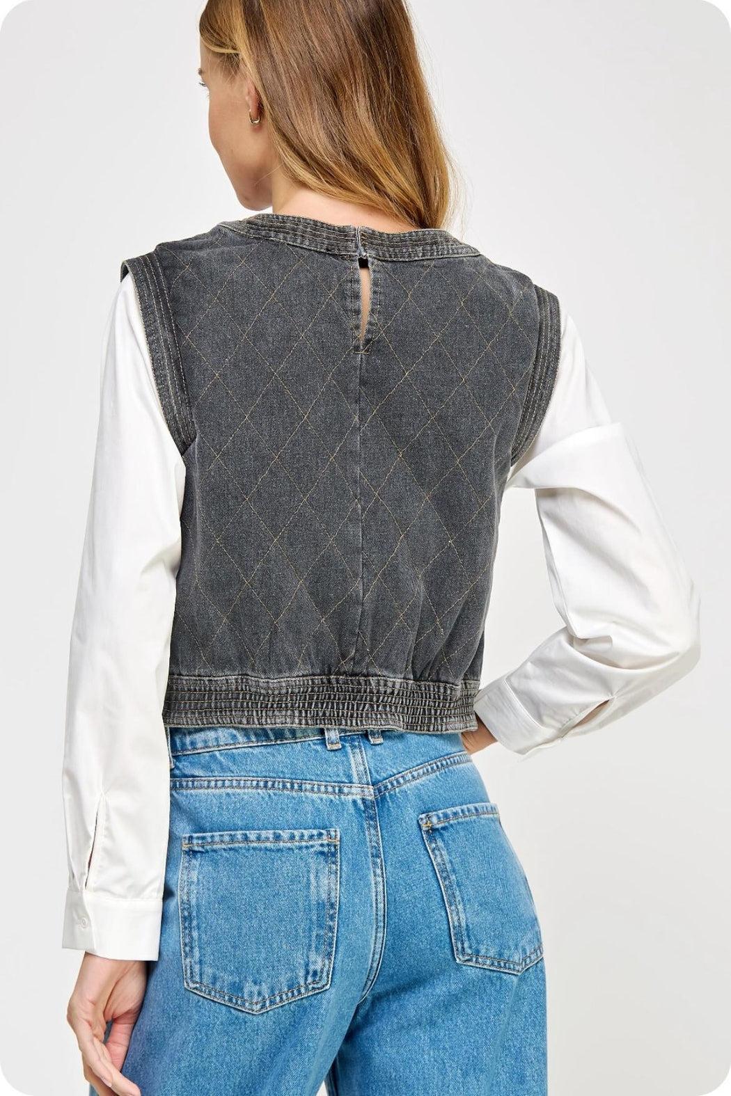 Quilted Denim Top Product Image