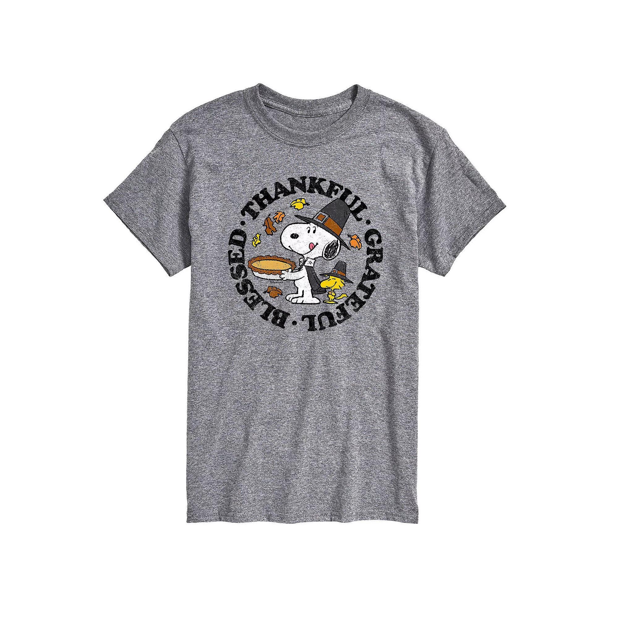 Men's Peanuts Thankful Grateful Blessed Tee, Size: XS, Gray Product Image