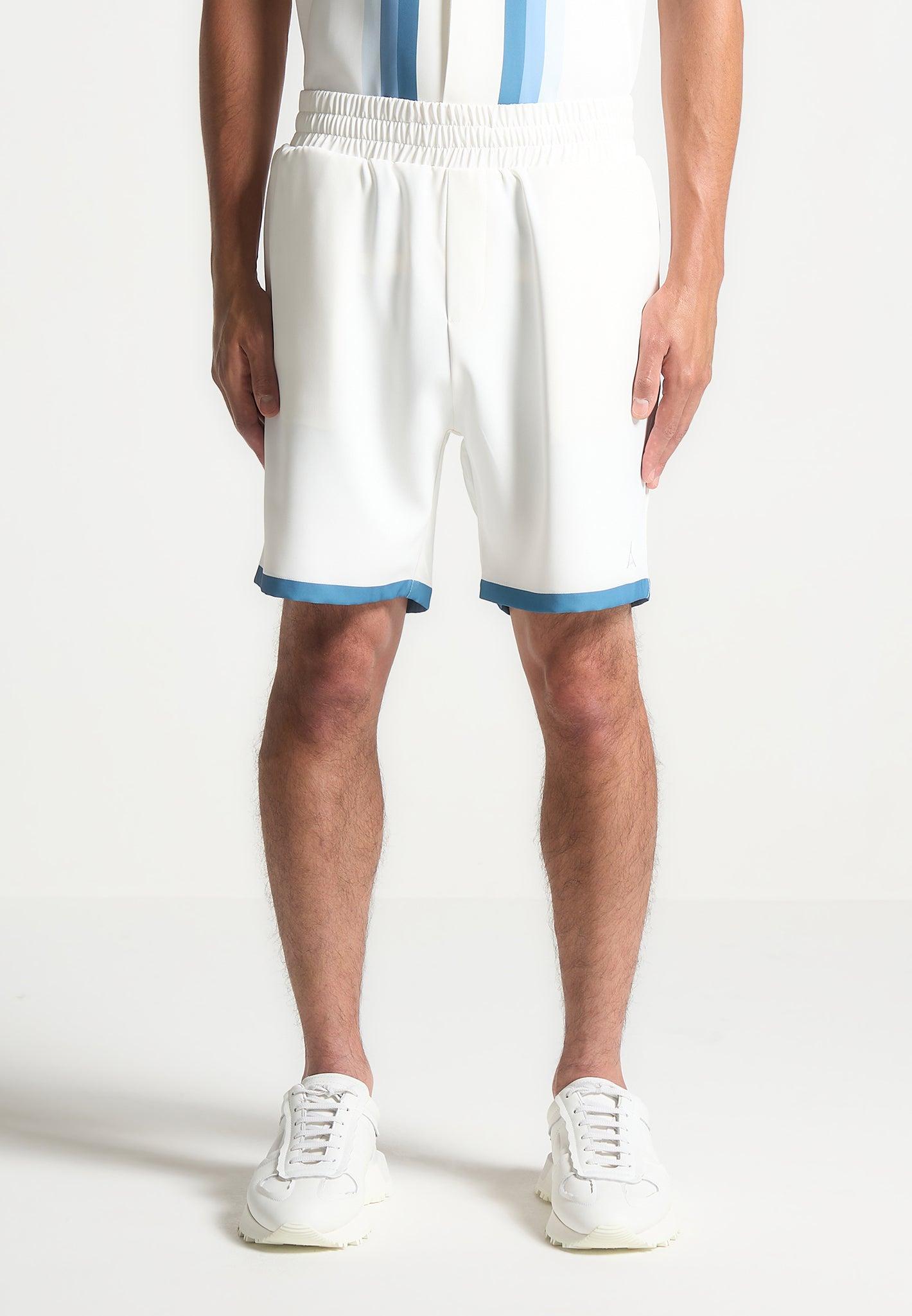 Contrast Border Shorts - White/Blue Male Product Image