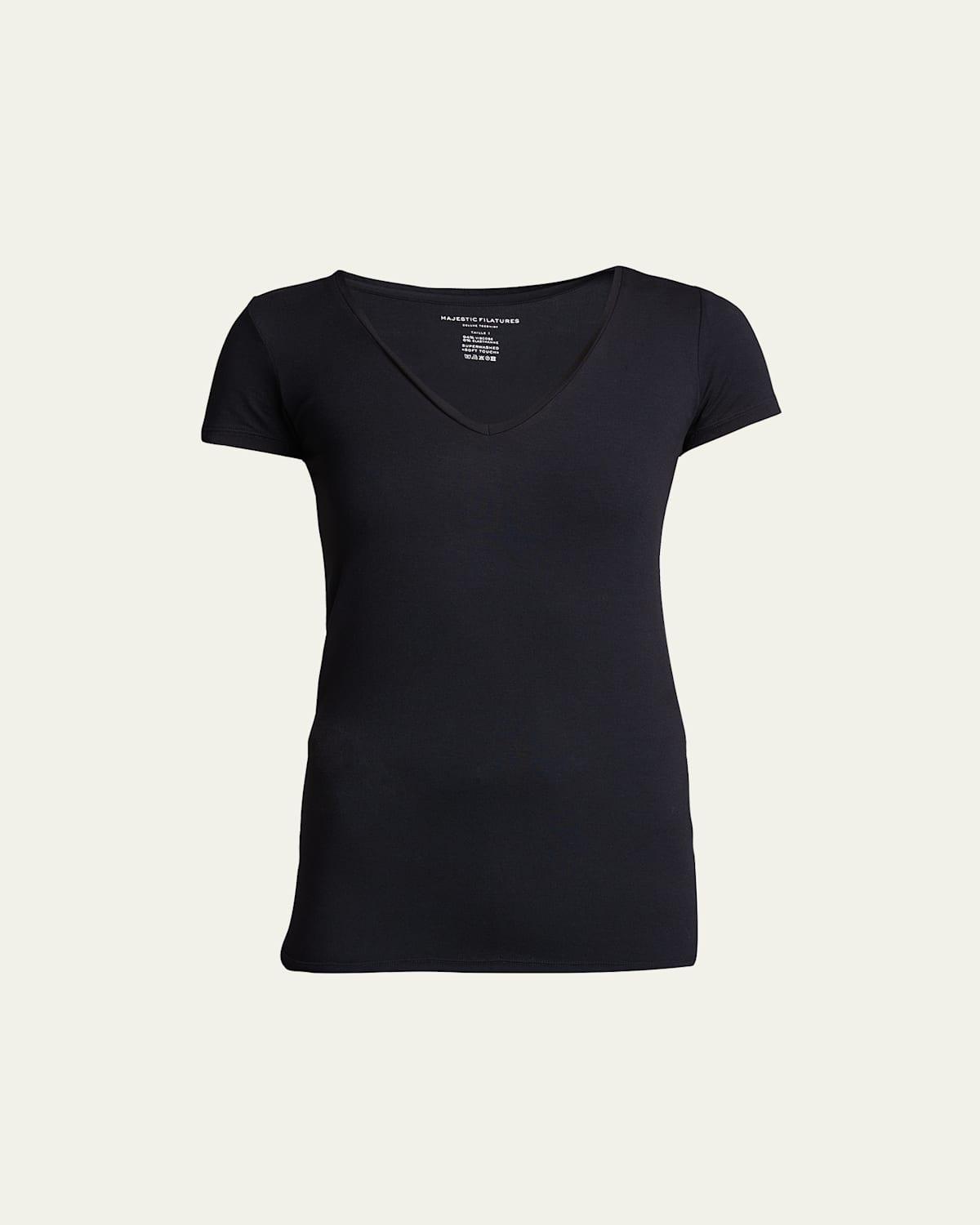 Soft Touch Short-Sleeve V-Neck Top Product Image