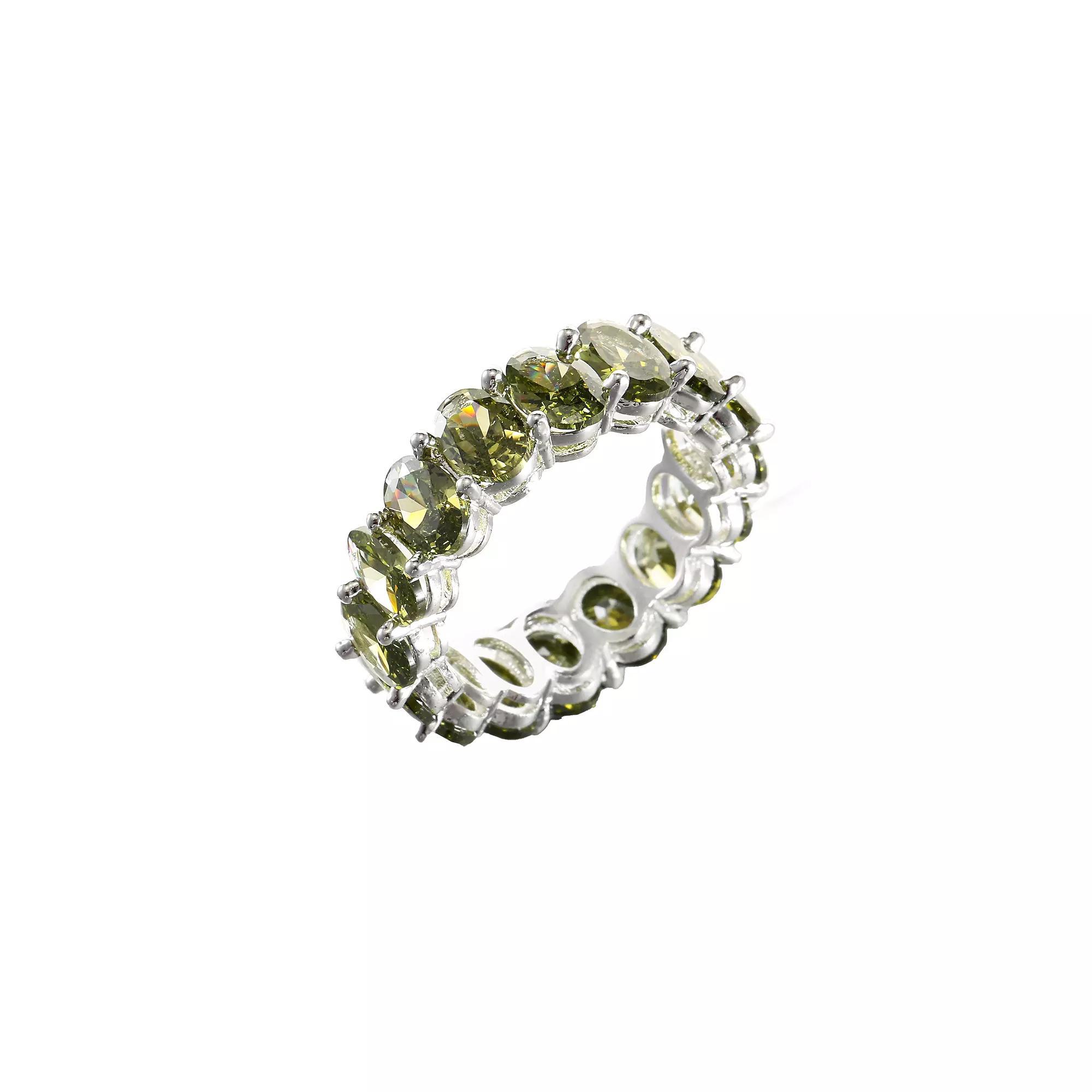 City Luxe Crystal Eternity Band Ring, Women's, Size: 10, August Silver Tone Product Image