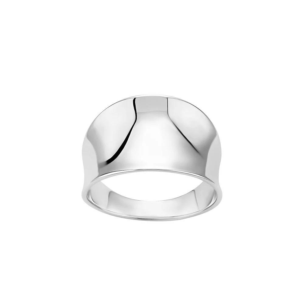 PRIMROSE Fine Silver Plated Polished Concave Band Ring, Women's, Size: 7, Silvertone Product Image
