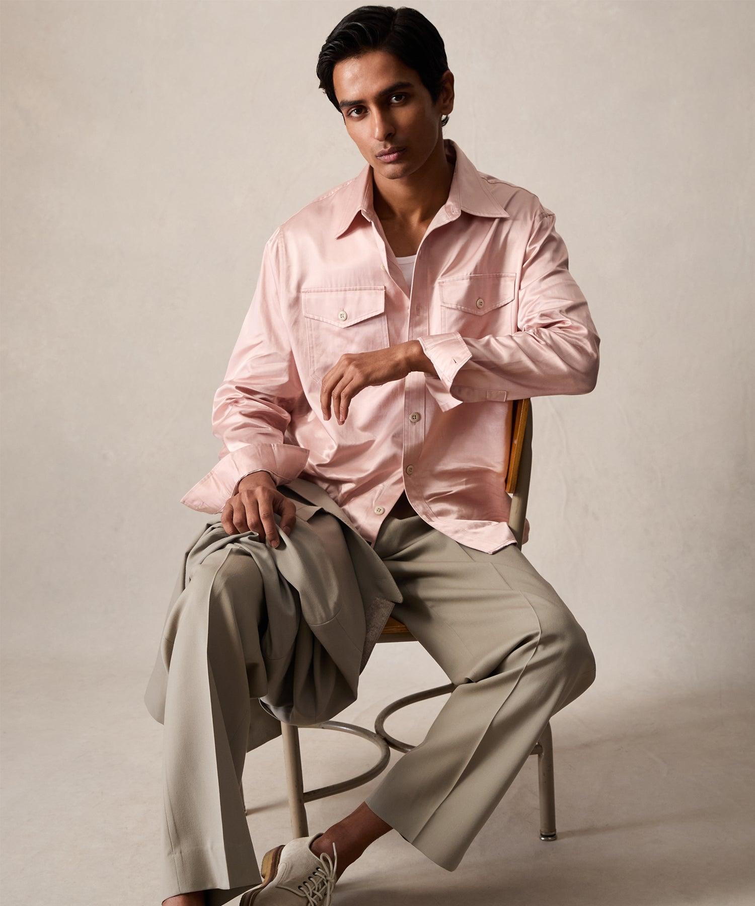 Japanese Sateen Utility Shirt in Pink Product Image