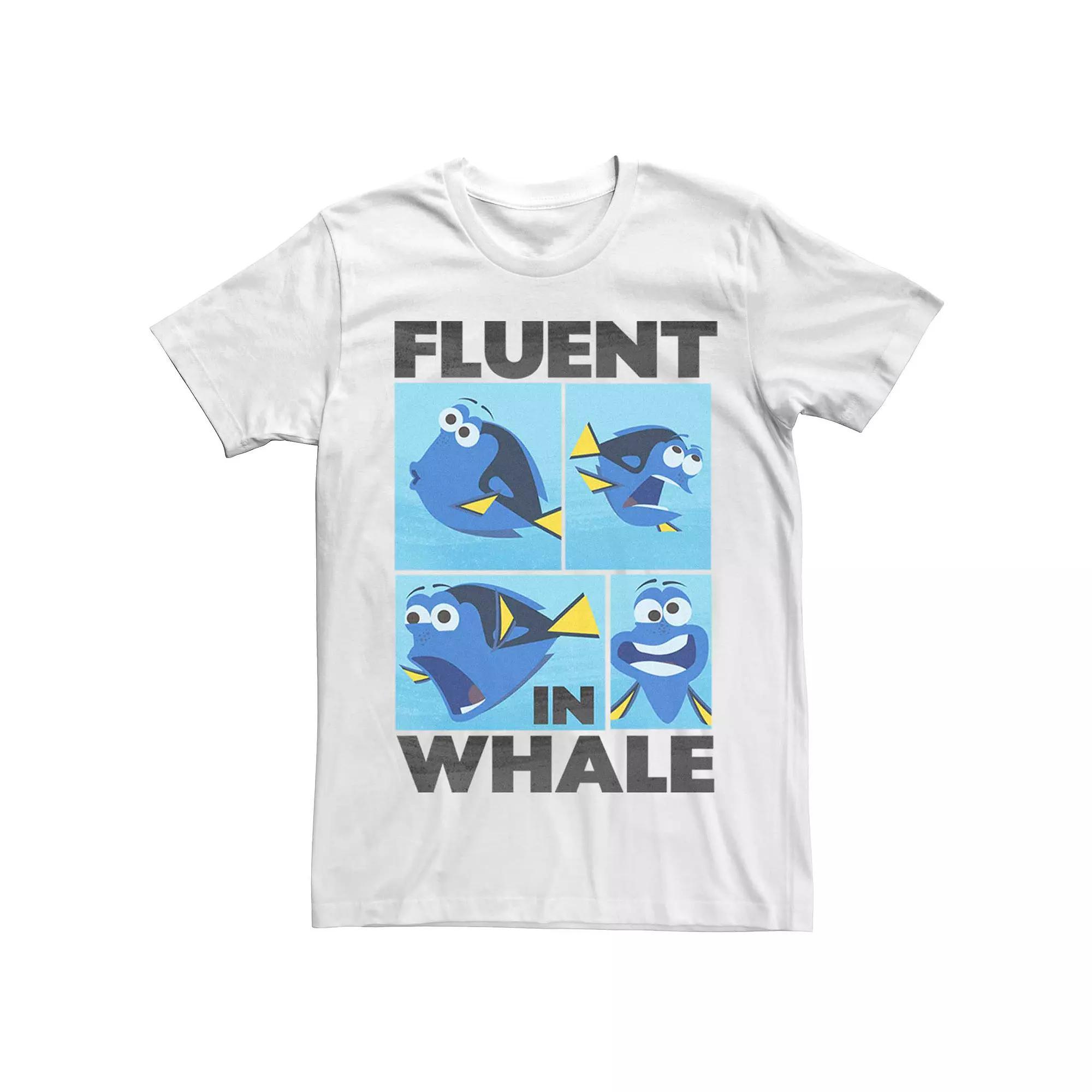 Men's Disney Pixar Finding Dory Fluent In Whale Tee, Size: Small, Athletic Grey Product Image