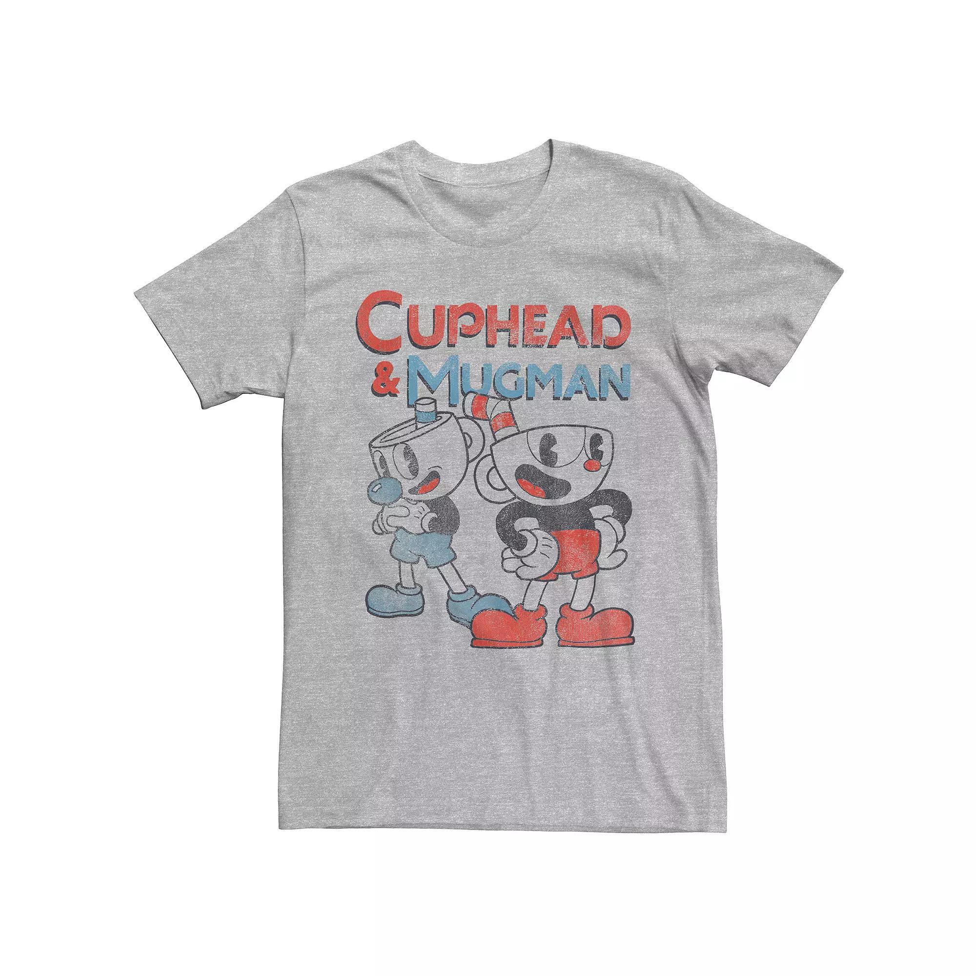 Mens Cuphead & Mugman Graphic Tee Athletic Grey Product Image