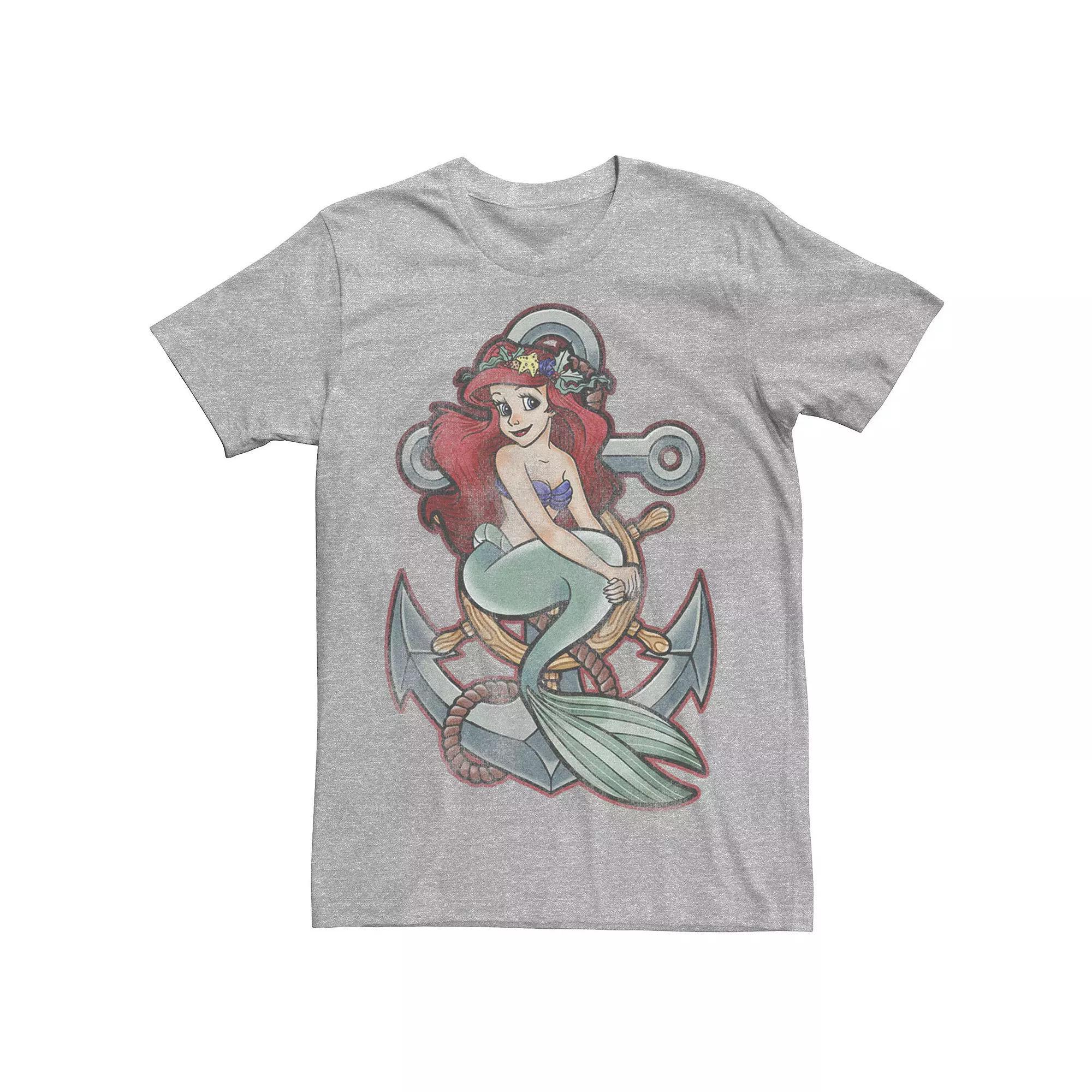 Disney's The Little Mermaid Tattoo Anchor Pose Men's Tee, Size: Small, Athletic Grey Product Image