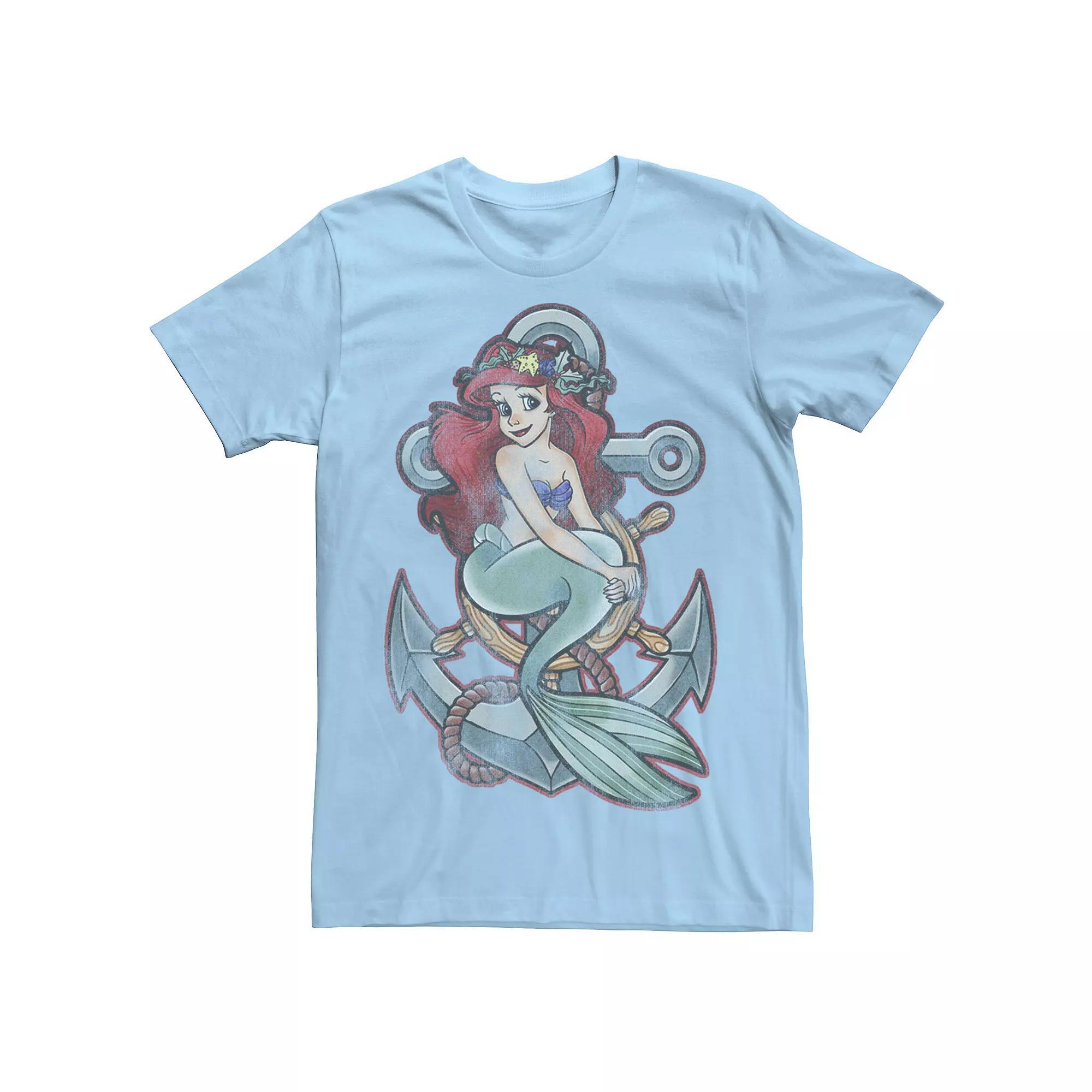 Disney's The Little Mermaid Men's Tattoo Anchor Pose Tee, Size: XXL, Light Blue Product Image