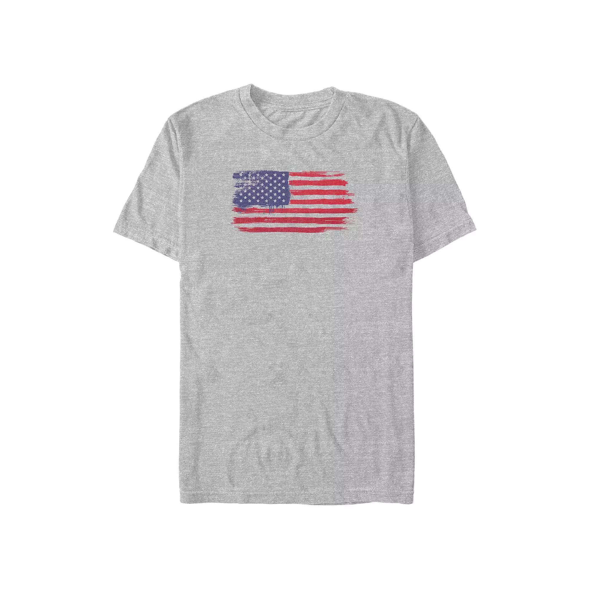 Big & Tall USA Flag Distressed Print Graphic Tee, Men's, Size: 3XL Tall, Athletic Grey Product Image