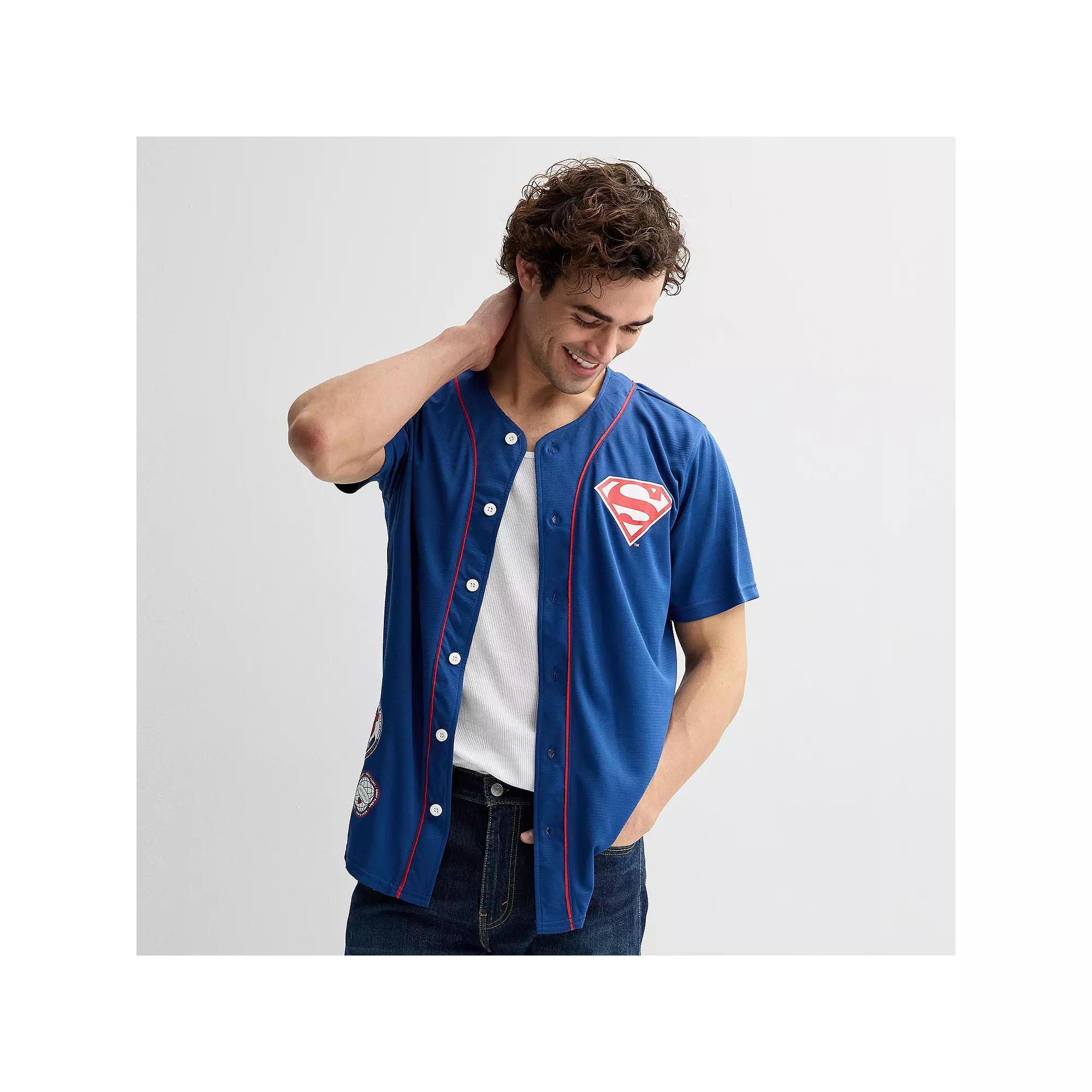 Men's DC Comics Superman Baseball Jersey, Size: XXL, Blue Product Image