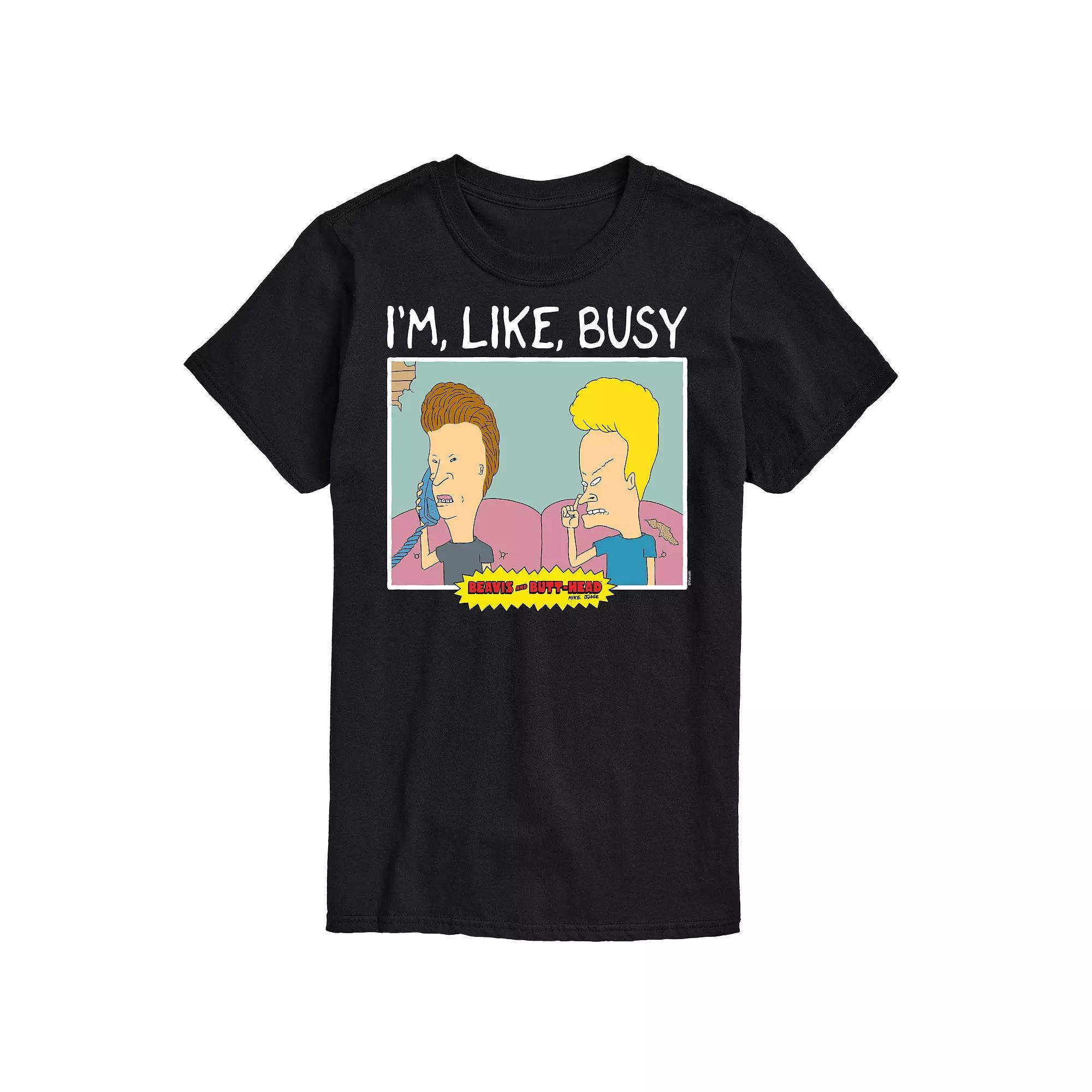 Men's Beavis And Butthead I'm Like Busy Tee, Size: XS, Black Product Image