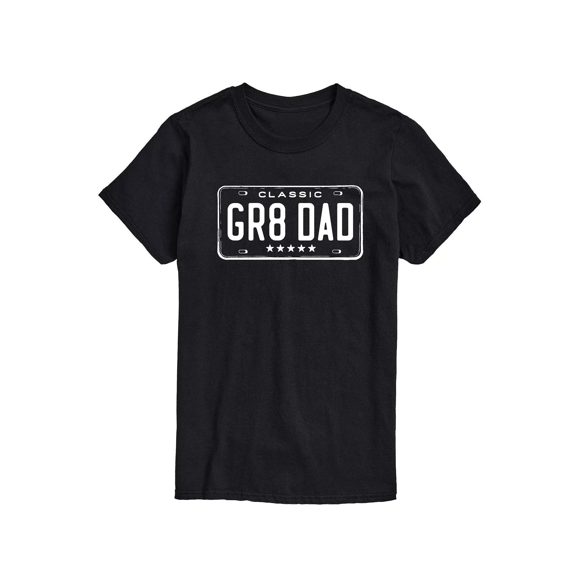 Mens GR8 DAD License Plate Graphic Tee Blue Product Image