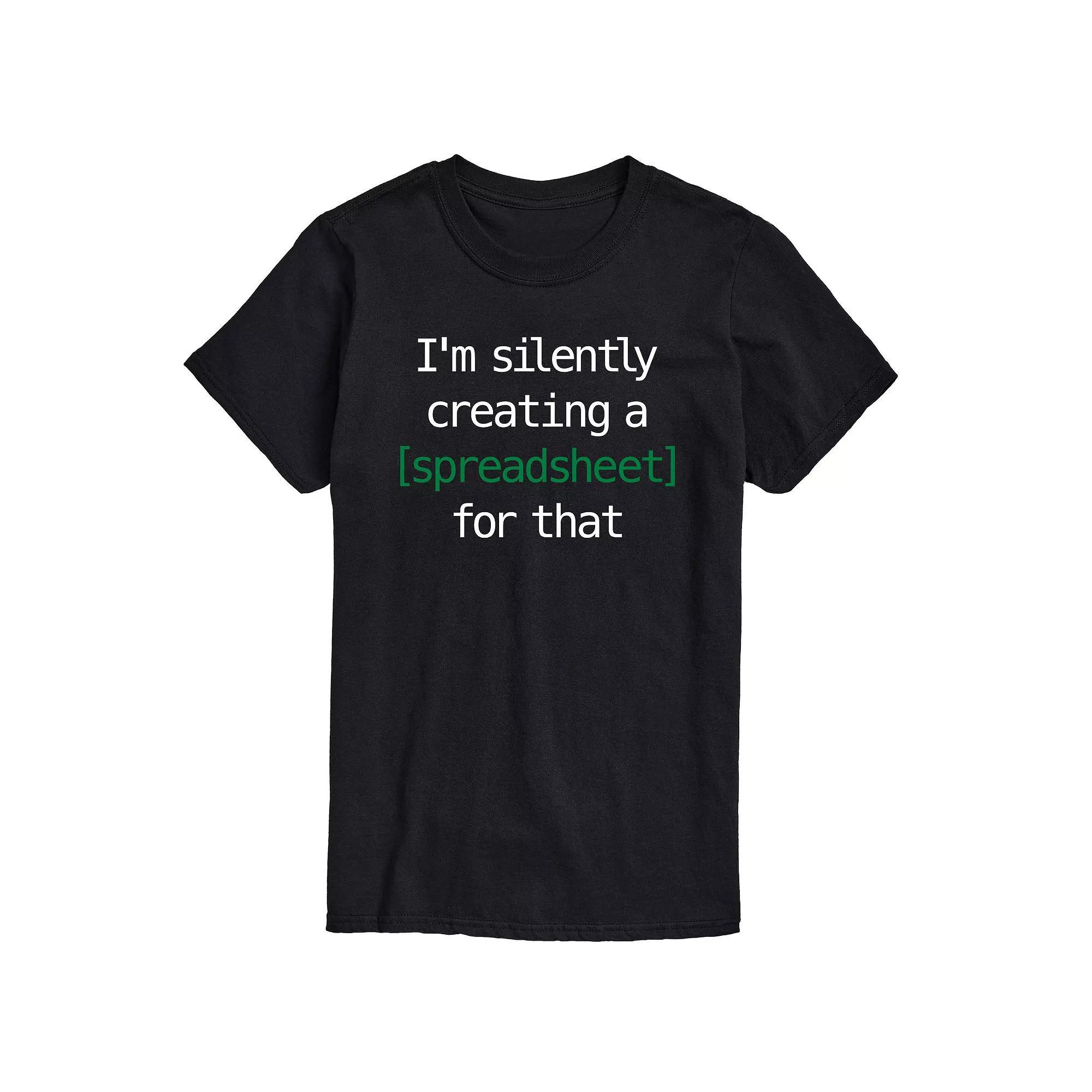 Mens Silently Creating A Spreadsheet Graphic Tee Product Image