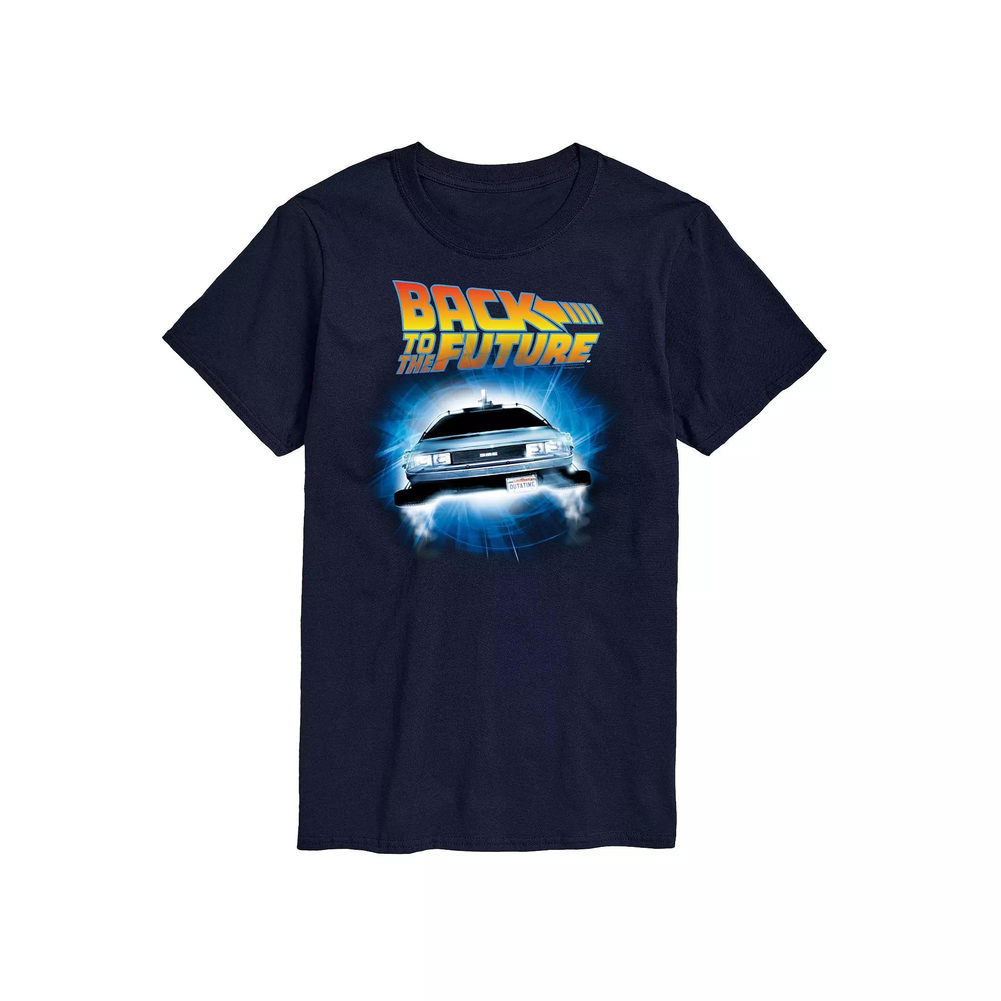 Big & Tall Back To The Future Logo And Delorean Graphic Tee, Mens Blue Product Image