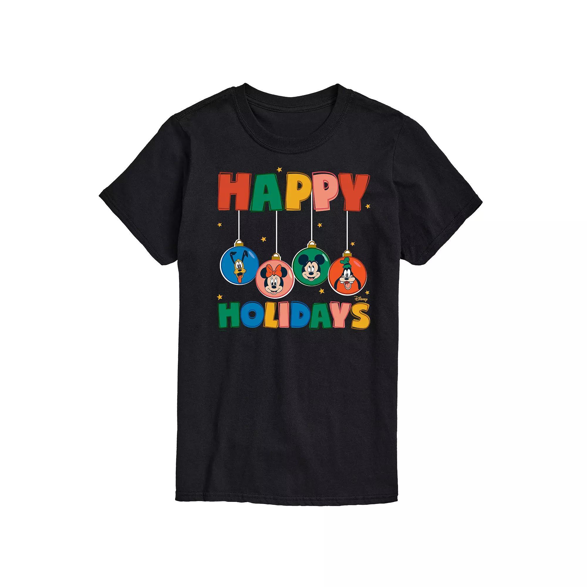 Disneys Mickey Mouse & Friends Big & Tall Happy Holidays Ornament Heads Graphic Tee, Mens Product Image