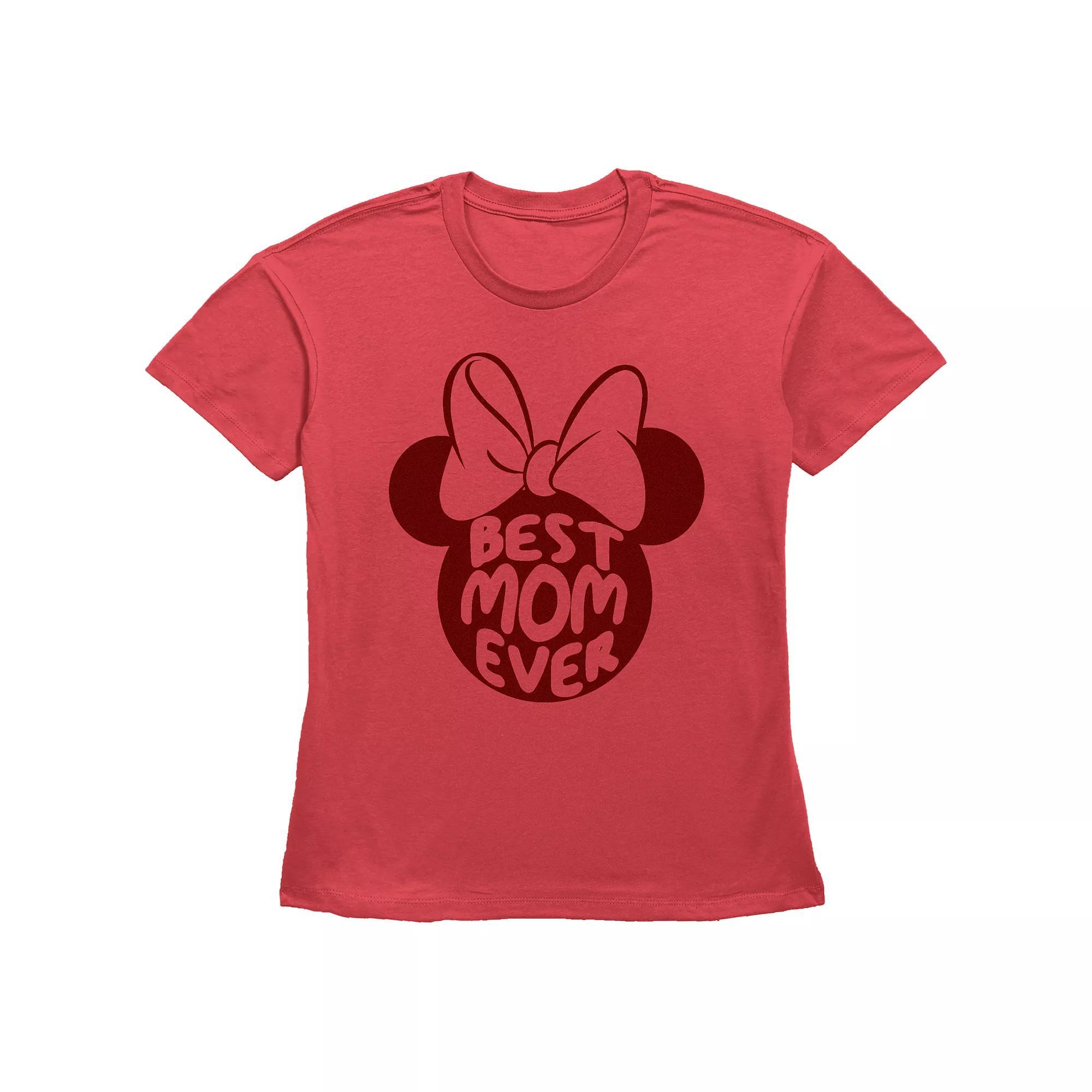 Disney's Minnie Mouse Juniors' Best Mom Ever Bow Silhouette Graphic Tee, Women's, Size: Medium, Red Product Image