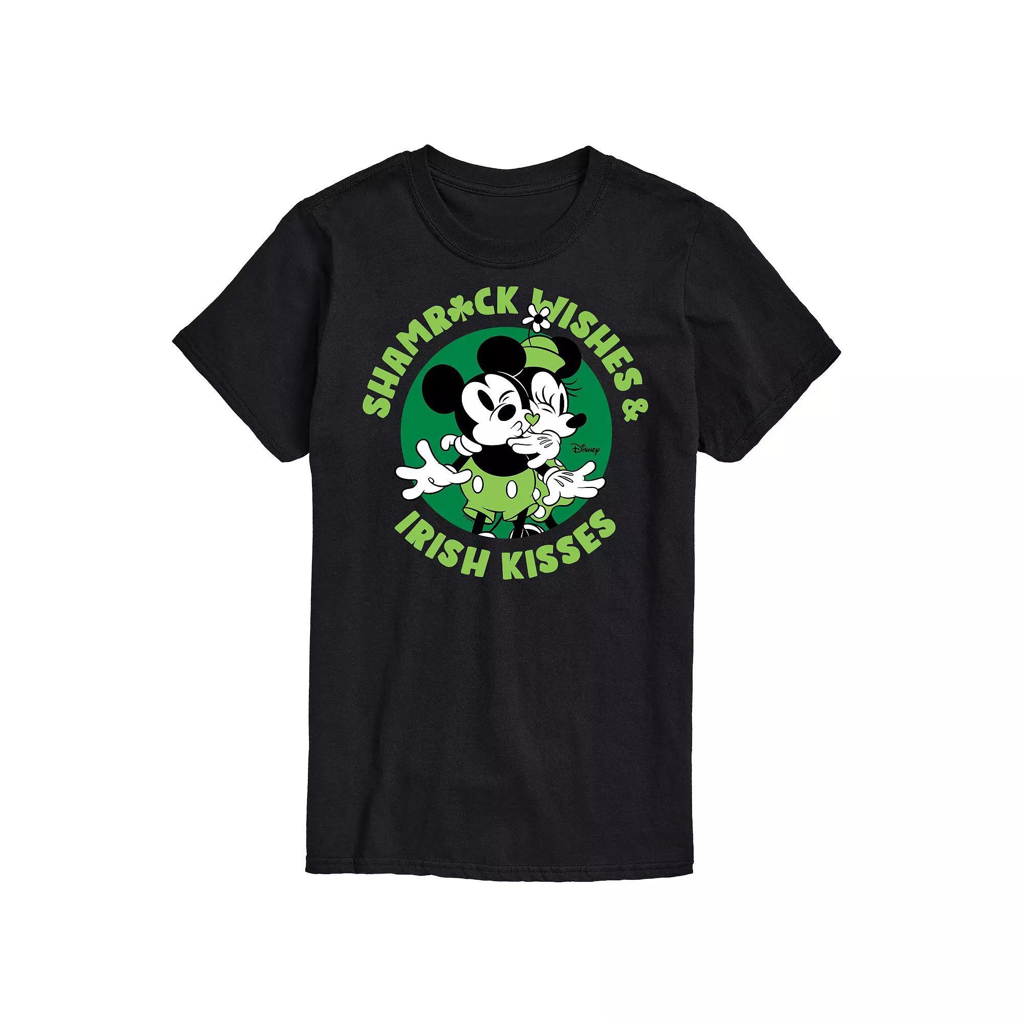 Disneys Mickey & Minnie Mouse Mens Shamrock Wishes Graphic Tee Product Image