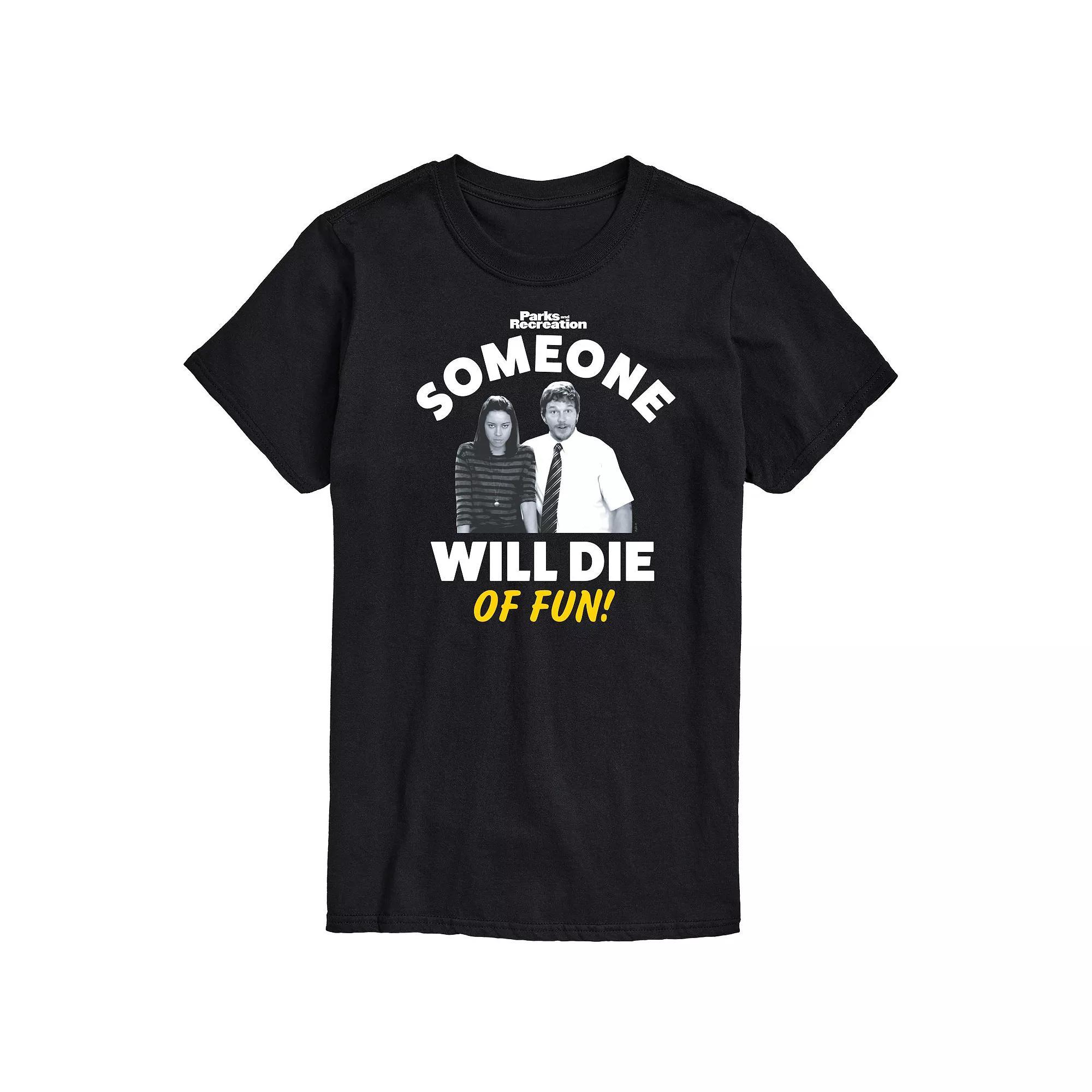 Mens Parks And Recs Die OF Fun Graphic Tee Red Product Image